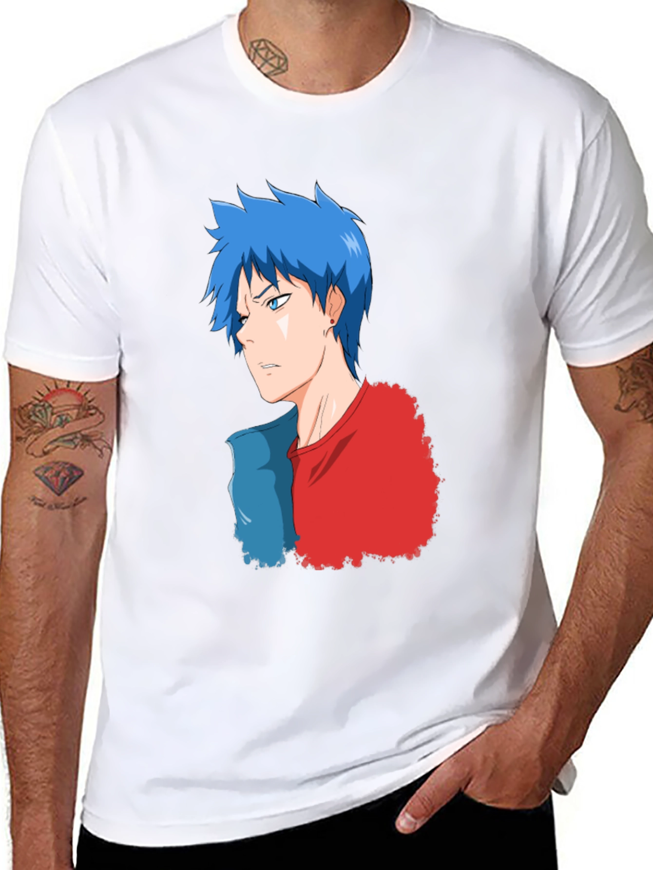 Anime Manga Blue Red T-Shirt
