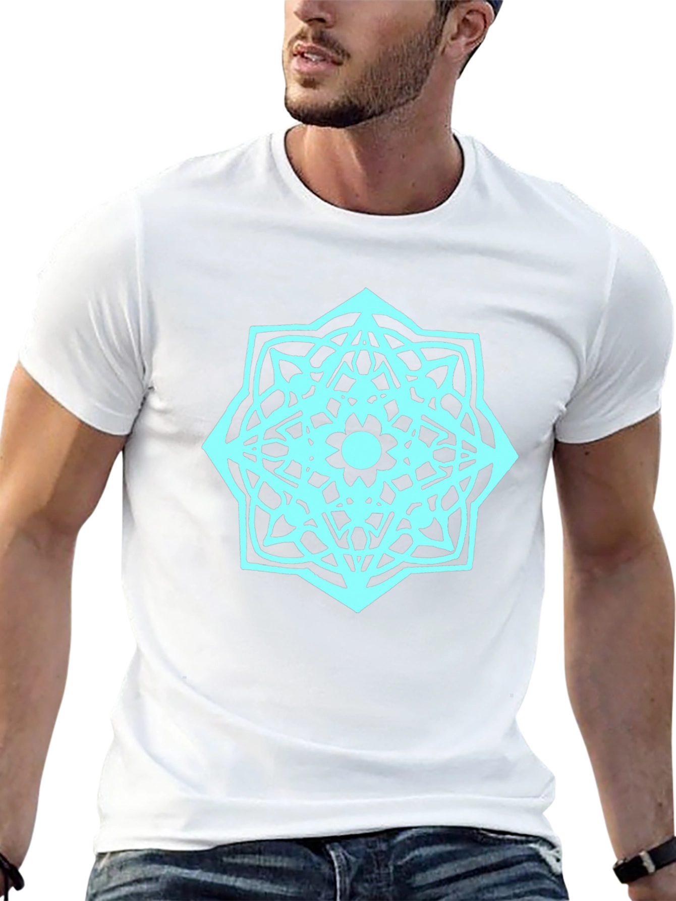 Geometric Mandala Graphic T-Shirt - Black