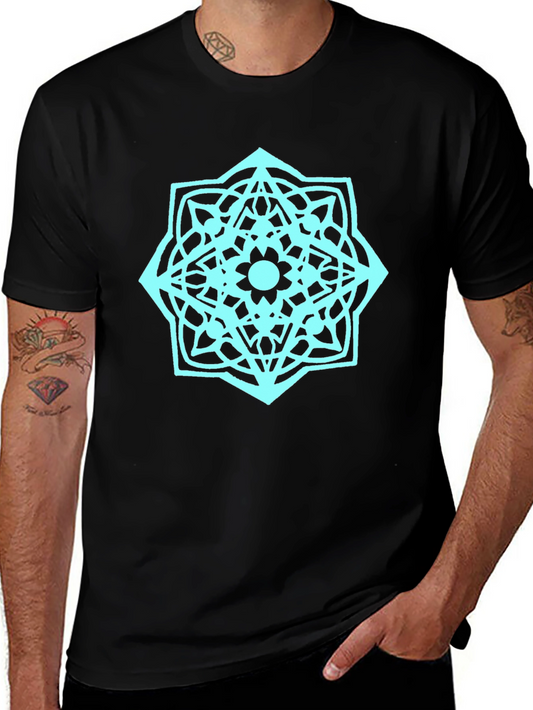 Geometric Mandala Graphic T-Shirt - Black