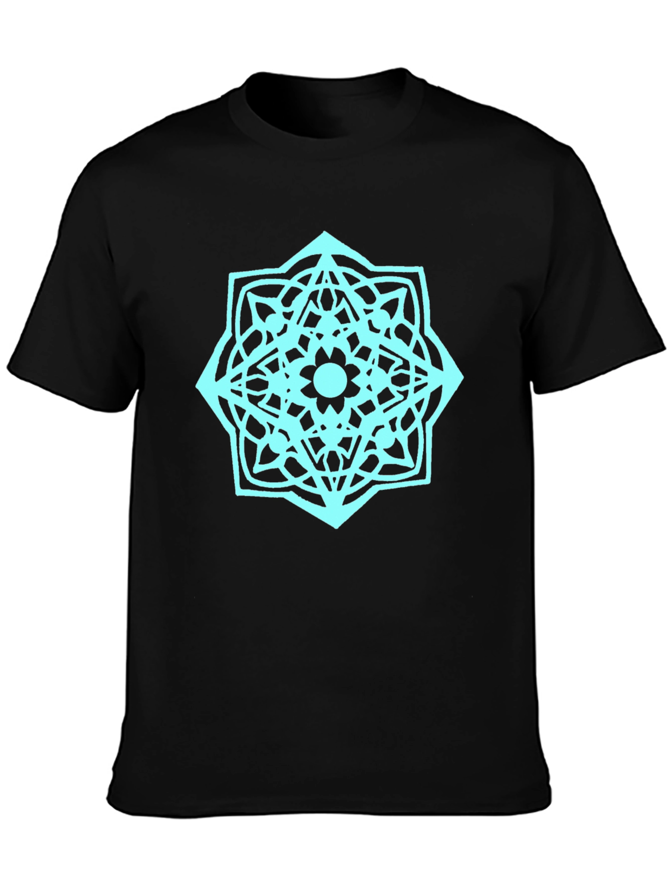 Geometric Mandala Graphic T-Shirt - Black