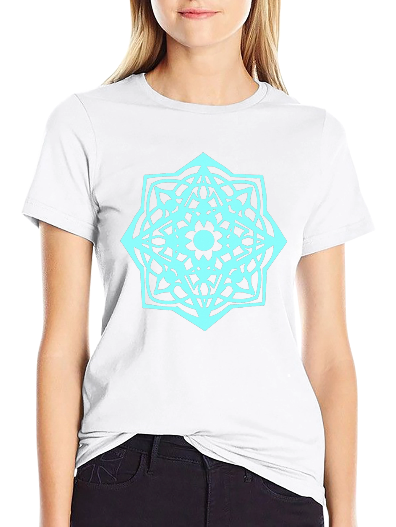 Geometric Mandala Graphic T-Shirt - Black