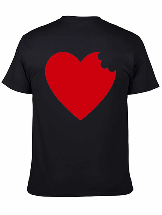 Heart Bite T-Shirt - Black Cotton Graphic Tee