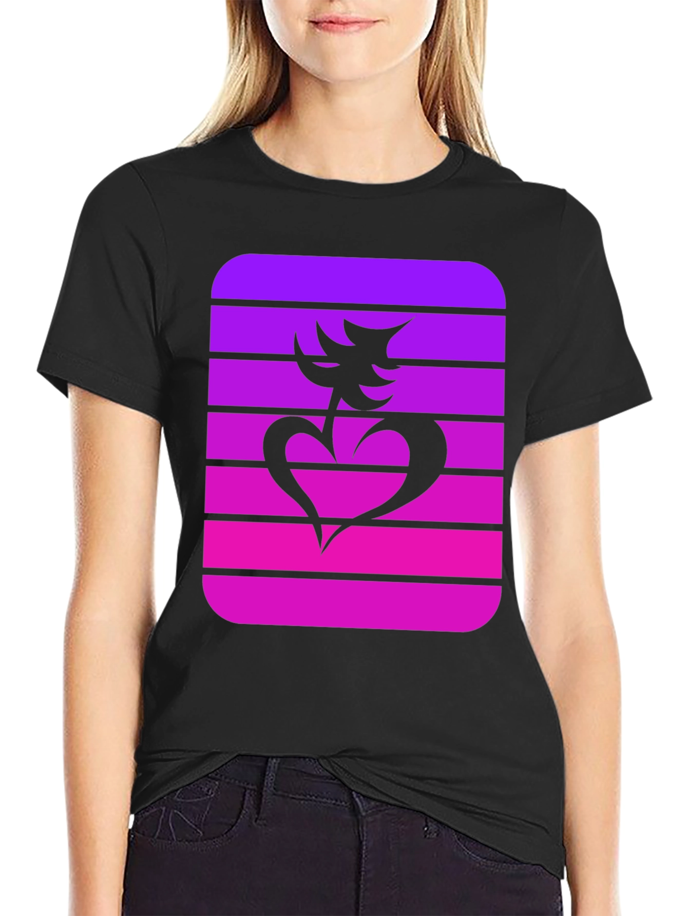 Heart & Tree Graphic Tee - Black