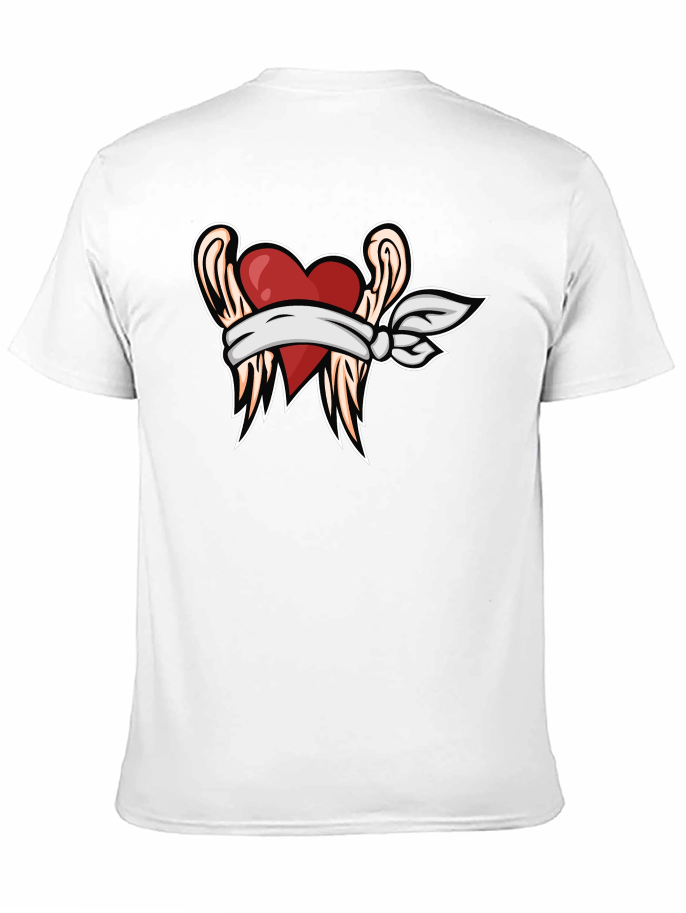 Heart & Wings Graphic Tee - Black Casual T-Shirt