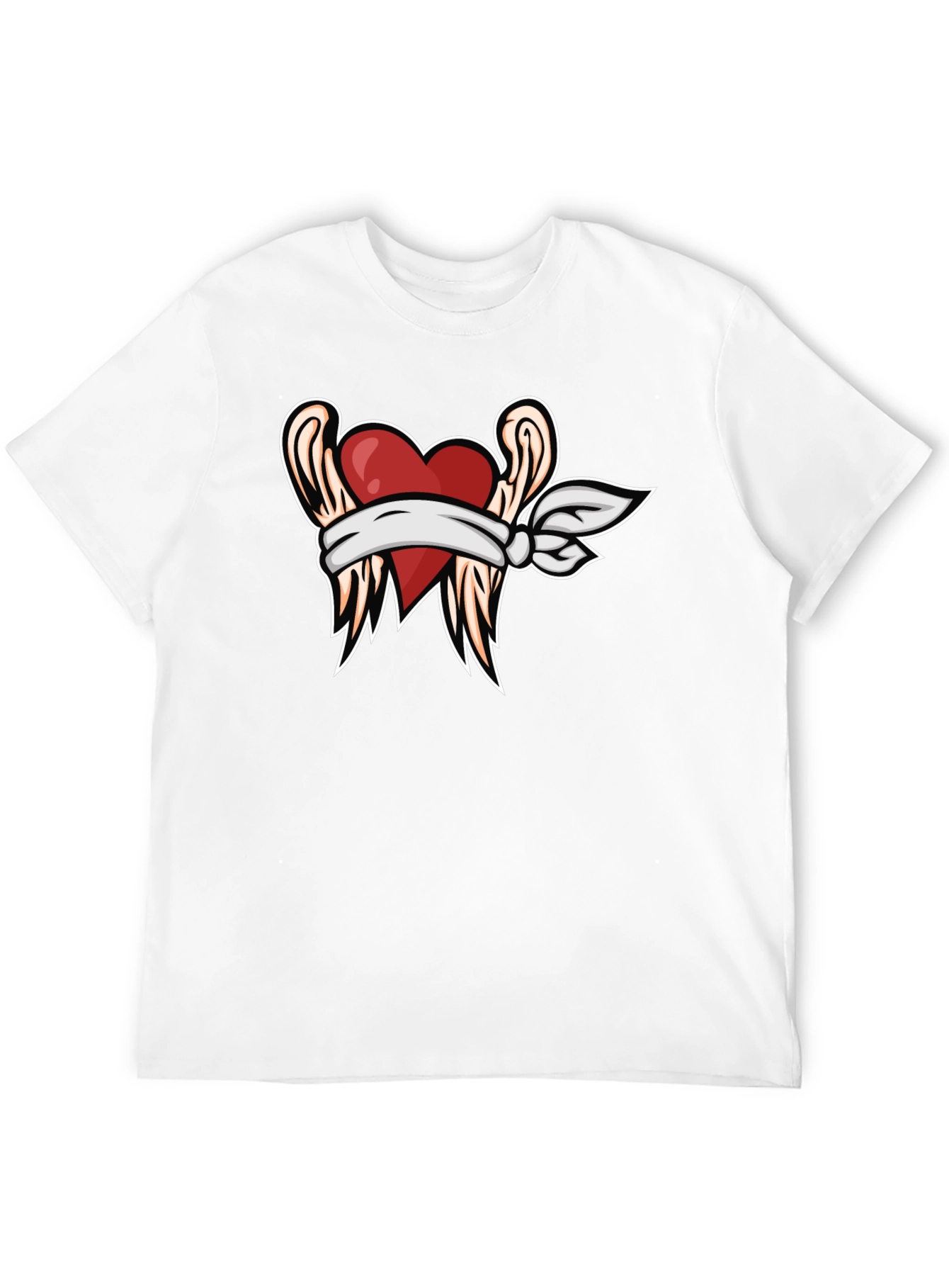 Heart & Wings Graphic Tee - Black Casual T-Shirt