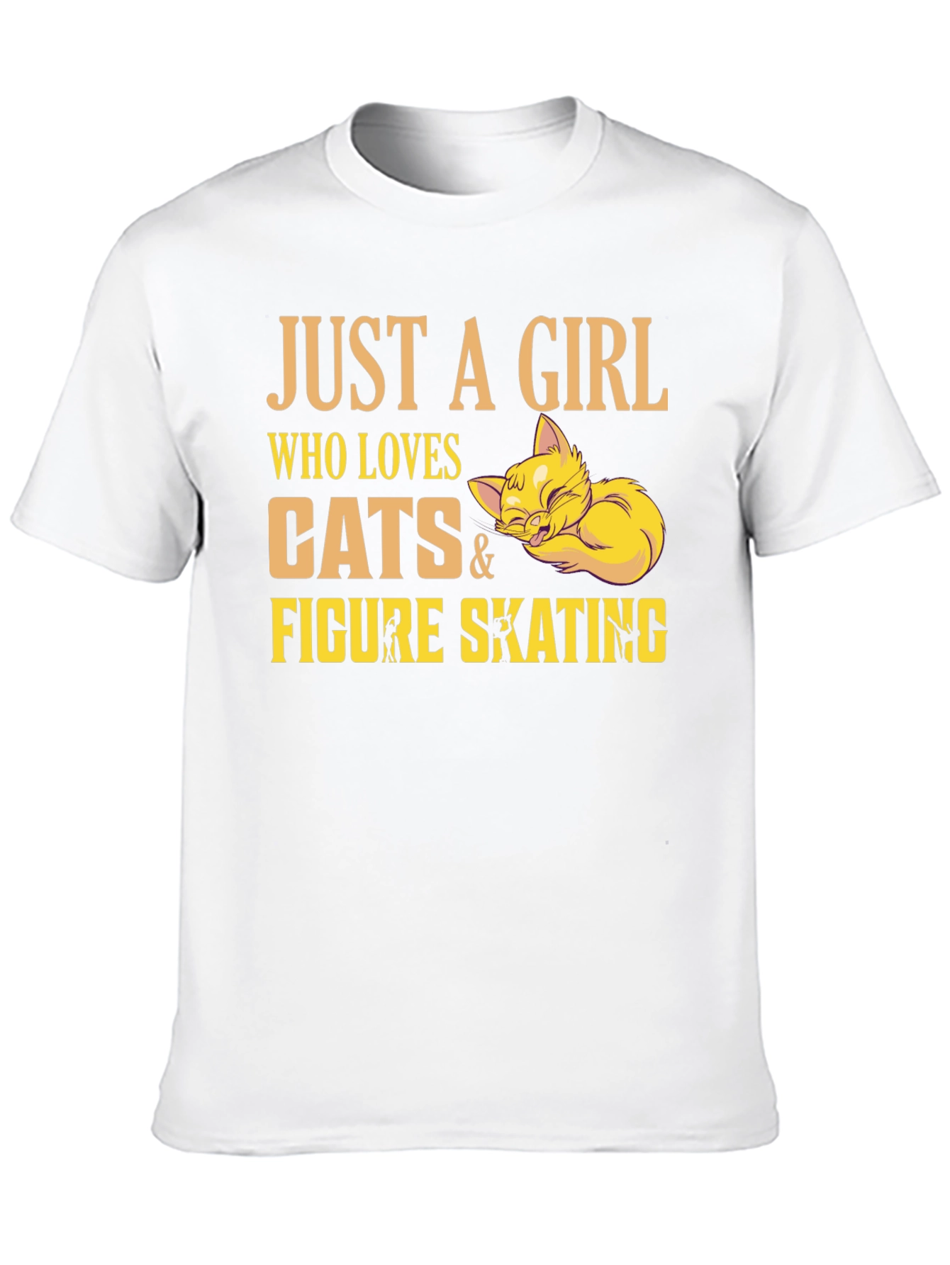 Girl Who Loves Cats & Figure Skating Black T-Shirt