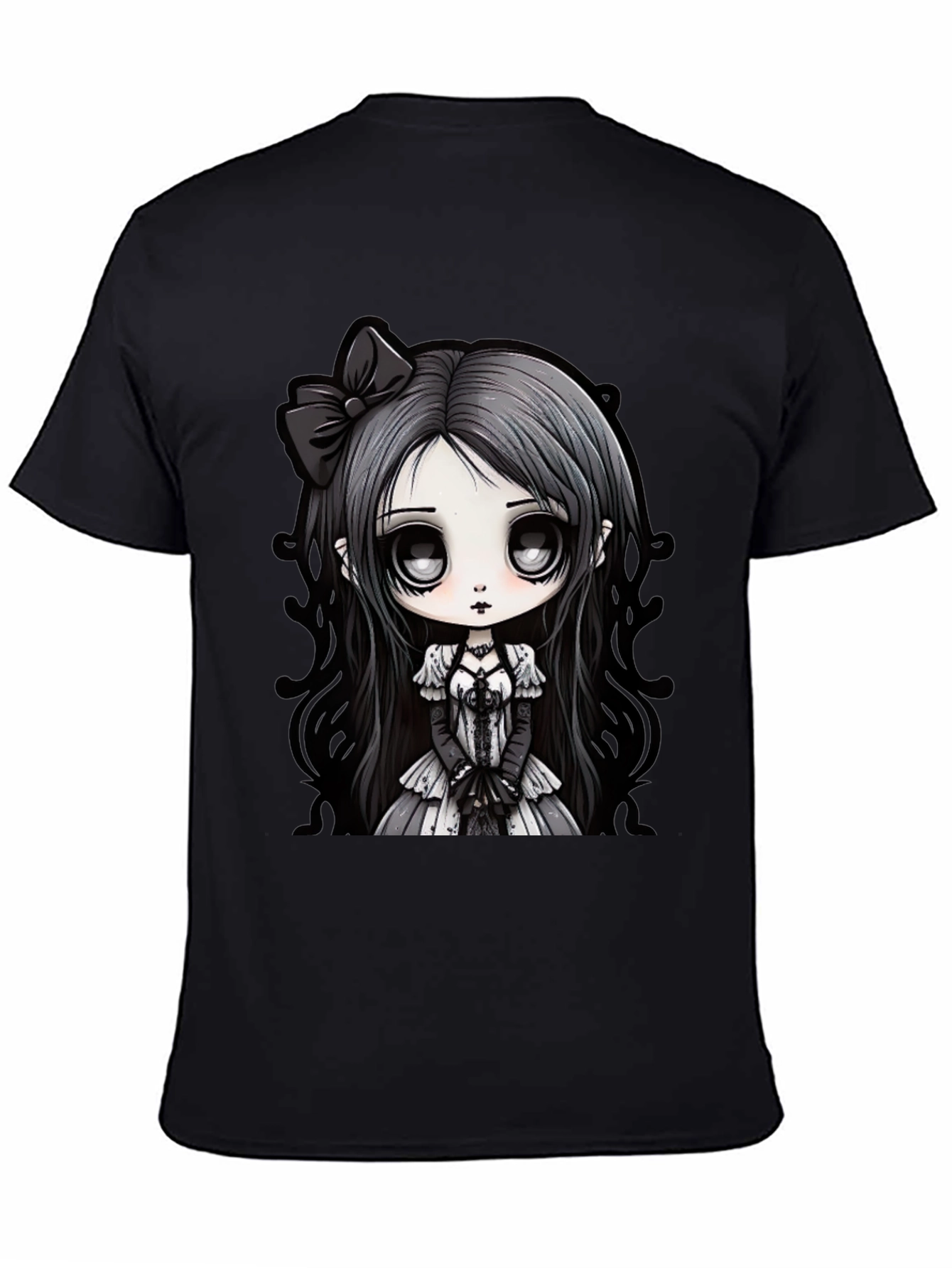 Gothic Anime Girl Black T-Shirt
