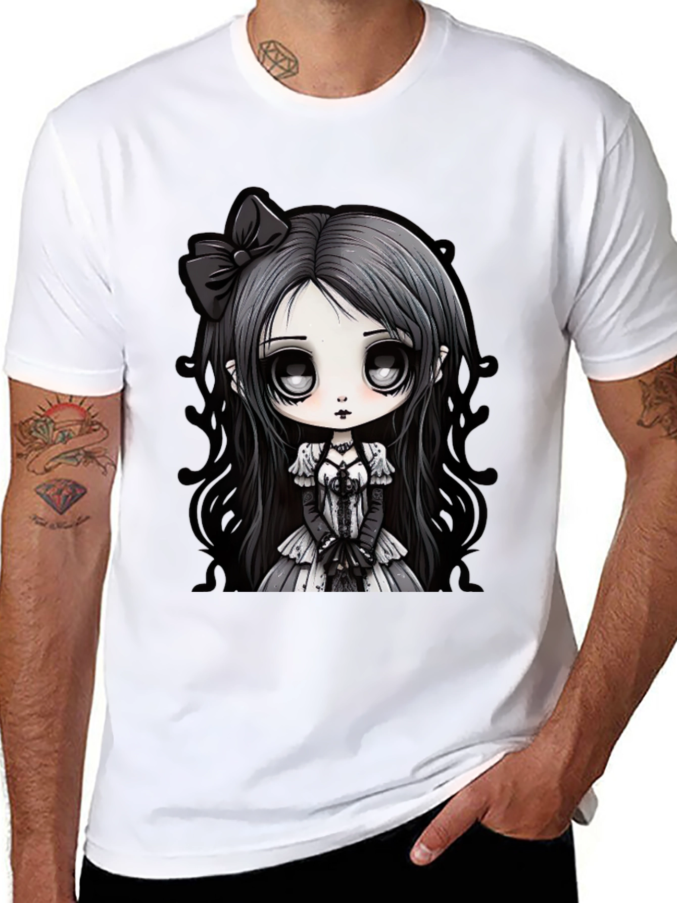 Gothic Anime Girl Black T-Shirt