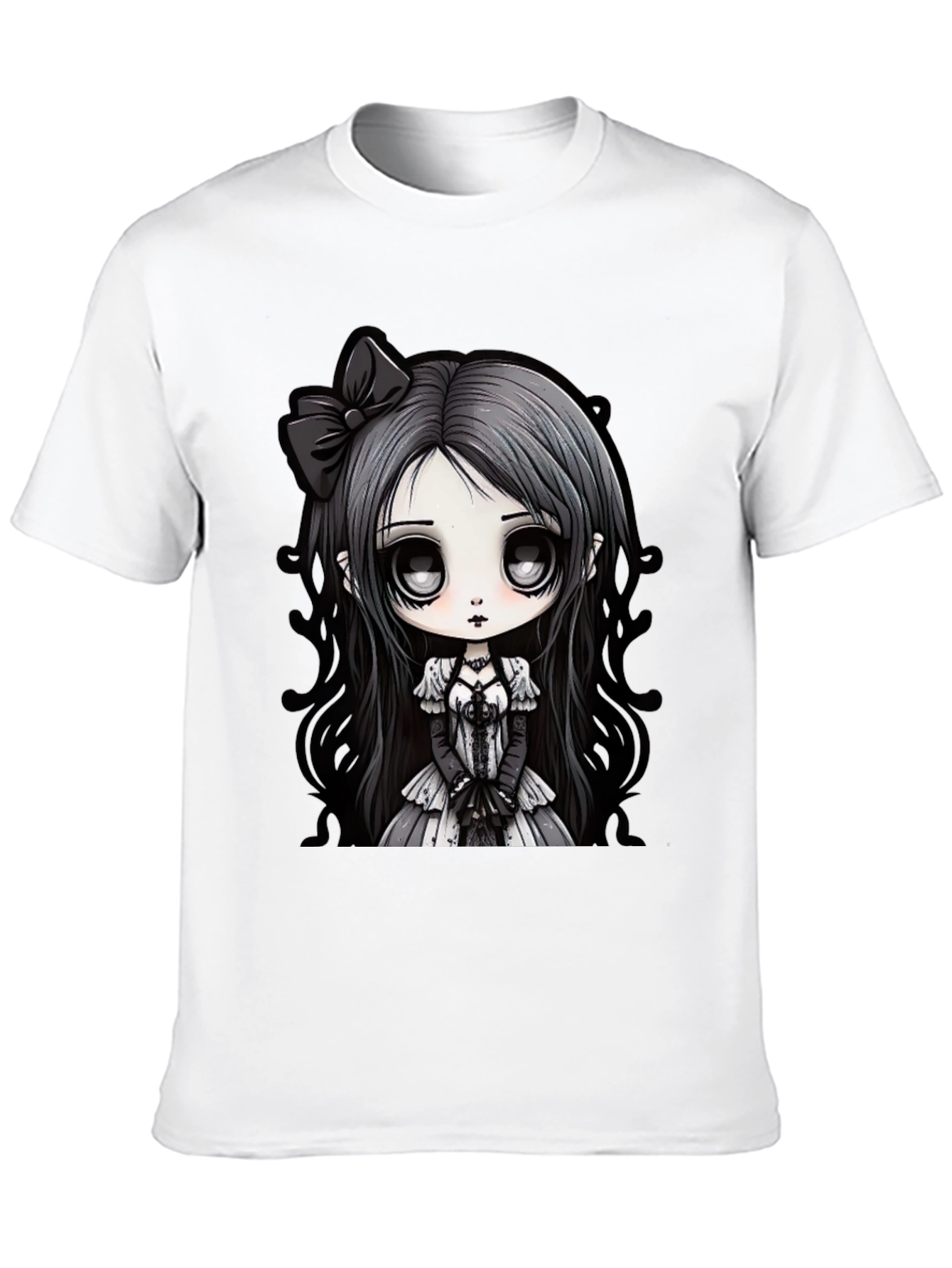 Gothic Anime Girl Black T-Shirt