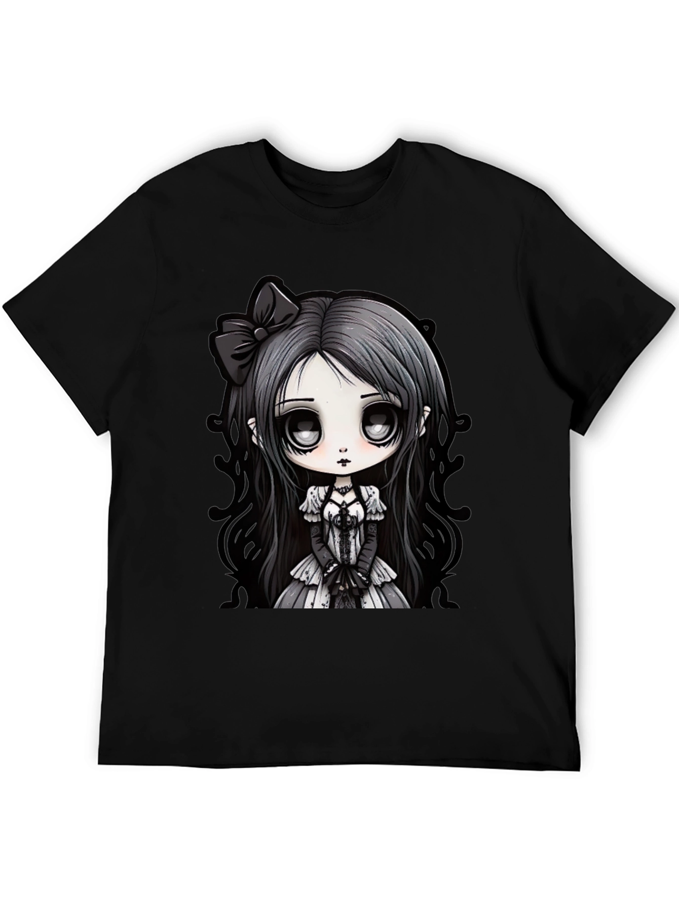 Gothic Anime Girl Black T-Shirt