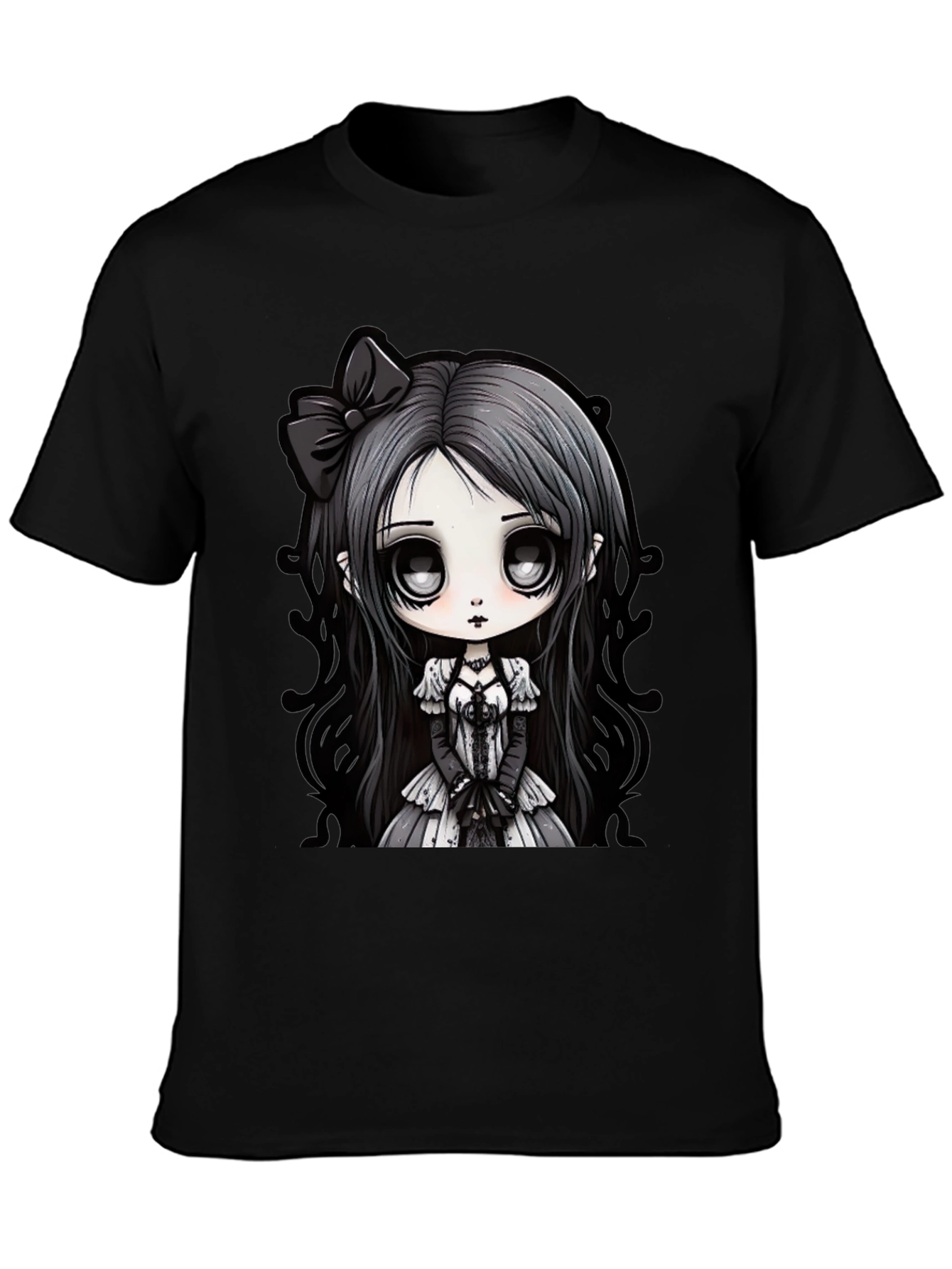 Gothic Anime Girl Black T-Shirt