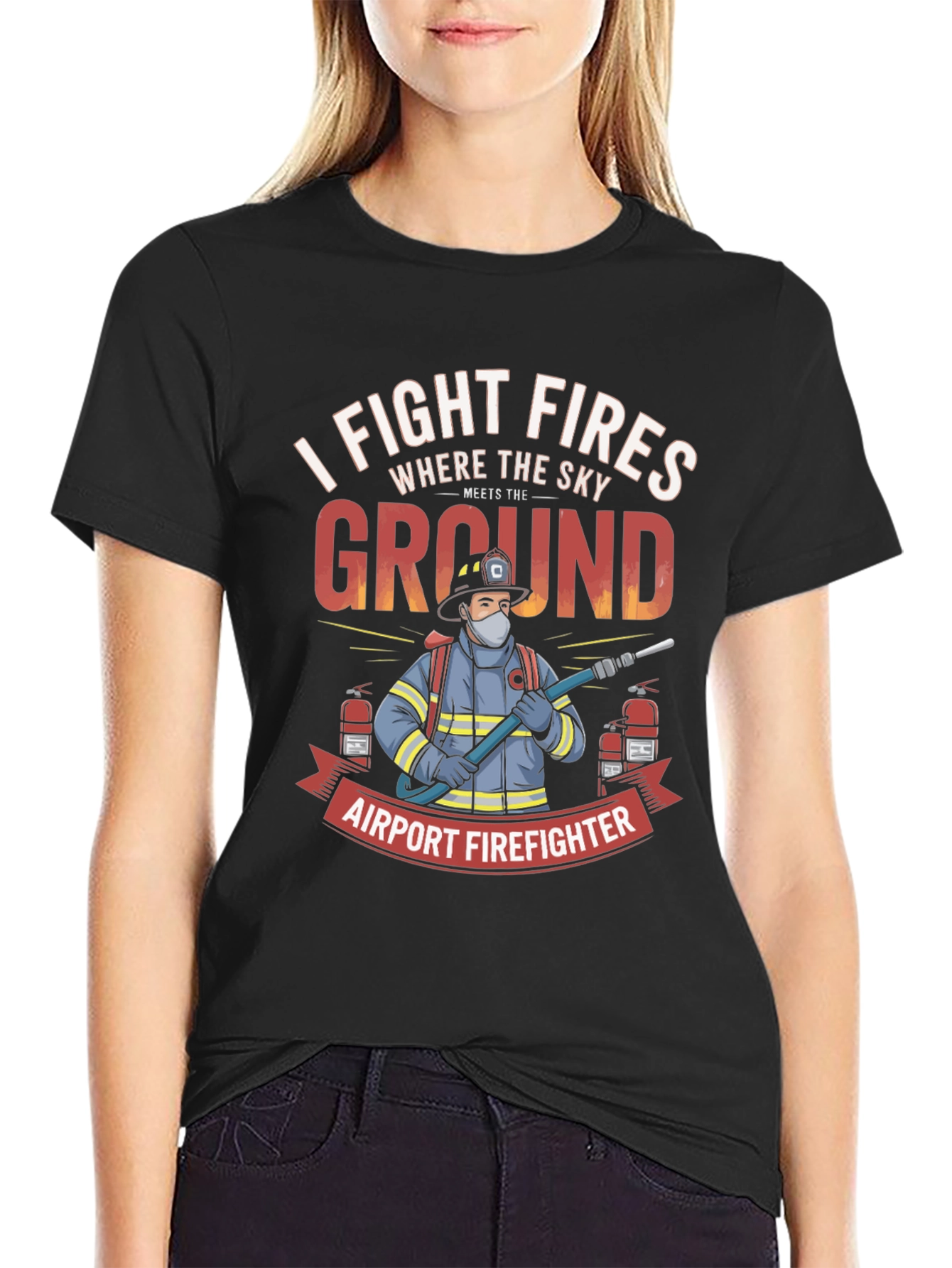 Airport Firefighter Graphic T-Shirt