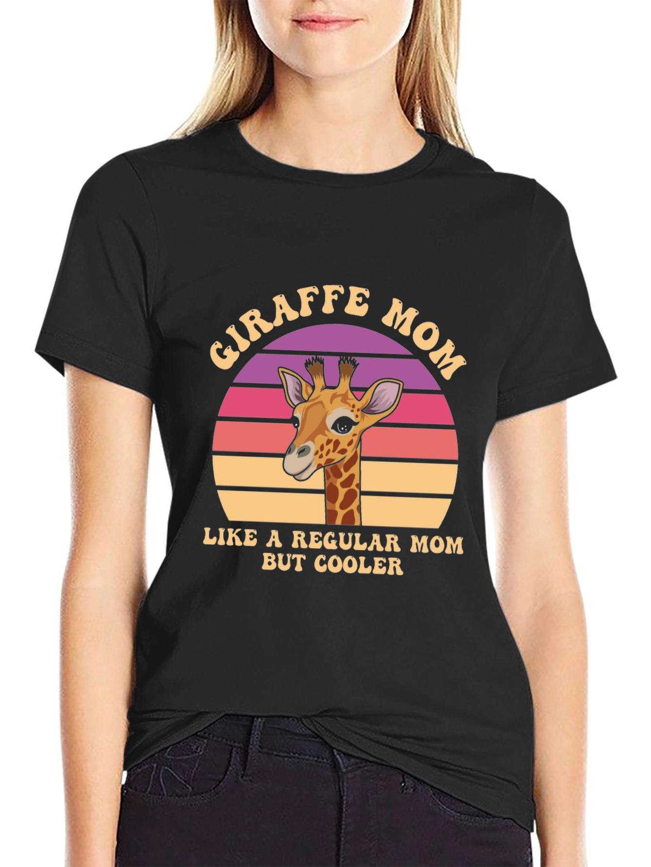 Giraffe Mom Graphic T-Shirt - Cool Animal Lover Tee