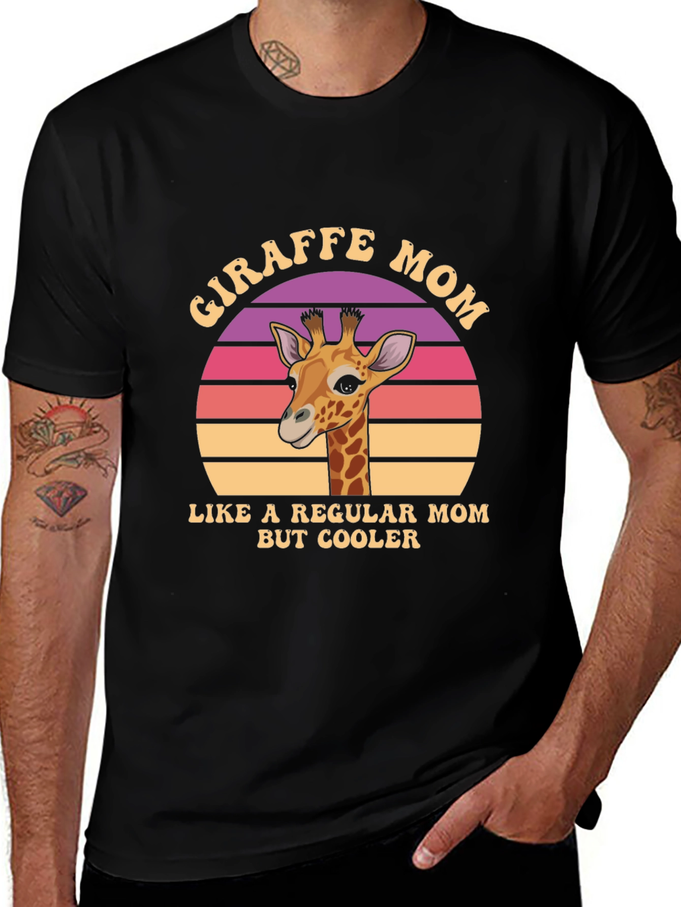 Giraffe Mom Graphic T-Shirt - Cool Animal Lover Tee