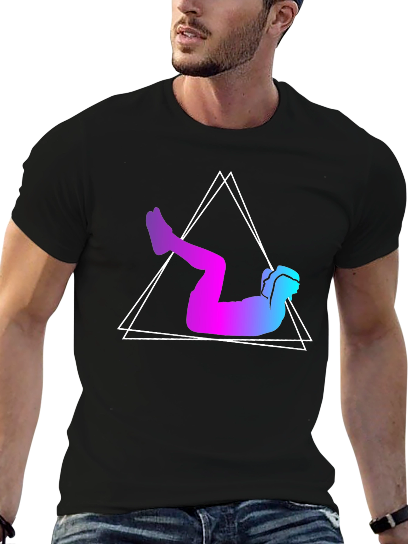 Gradient Workout Graphic Tee - Black Cotton Blend