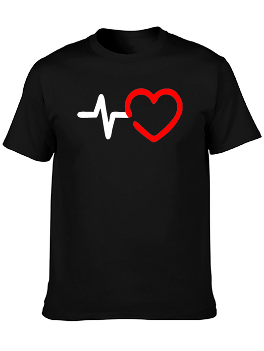 Heartbeat Heart Graphic T-Shirt - Black
