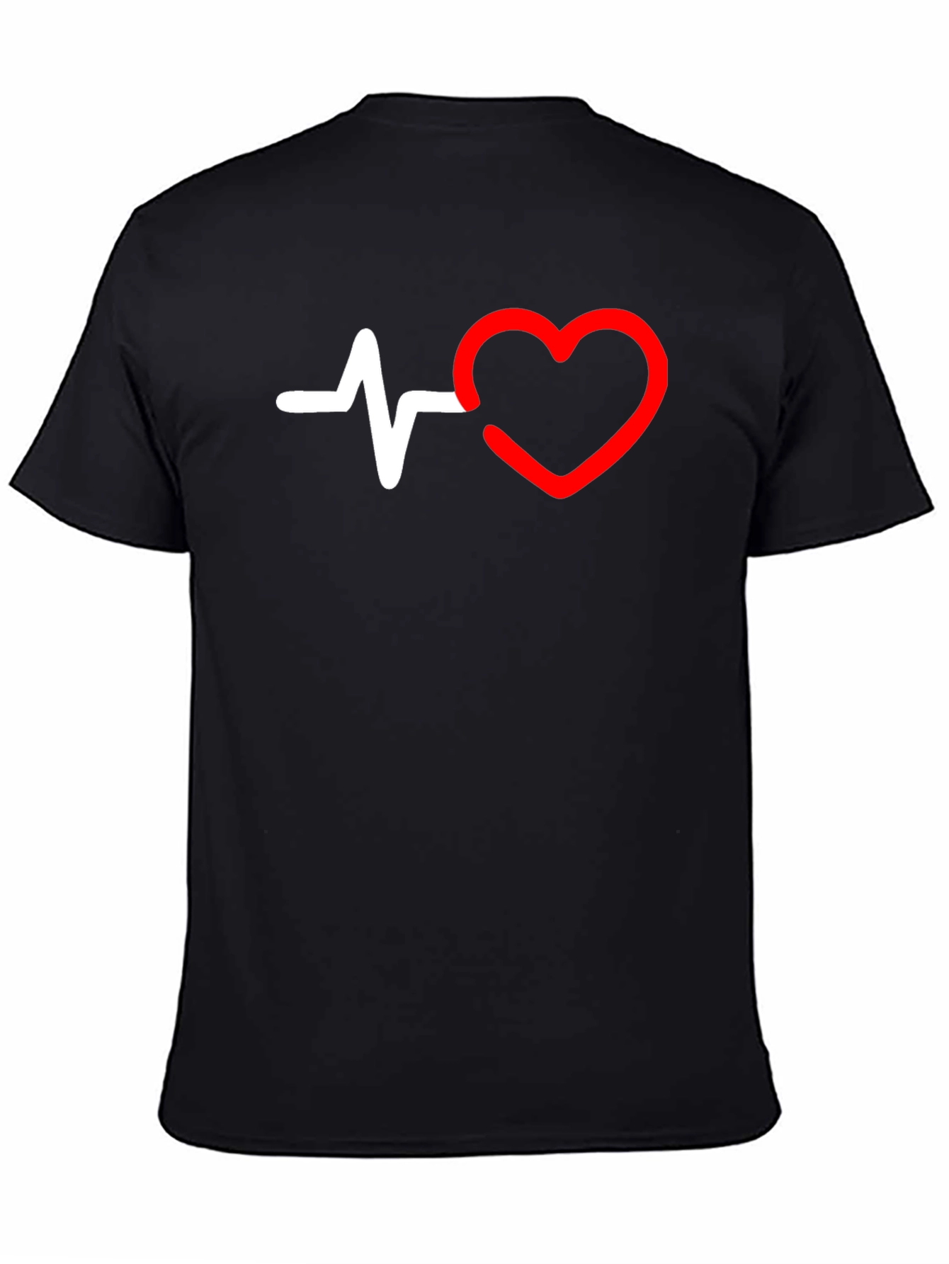 Heartbeat Heart Graphic T-Shirt - Black