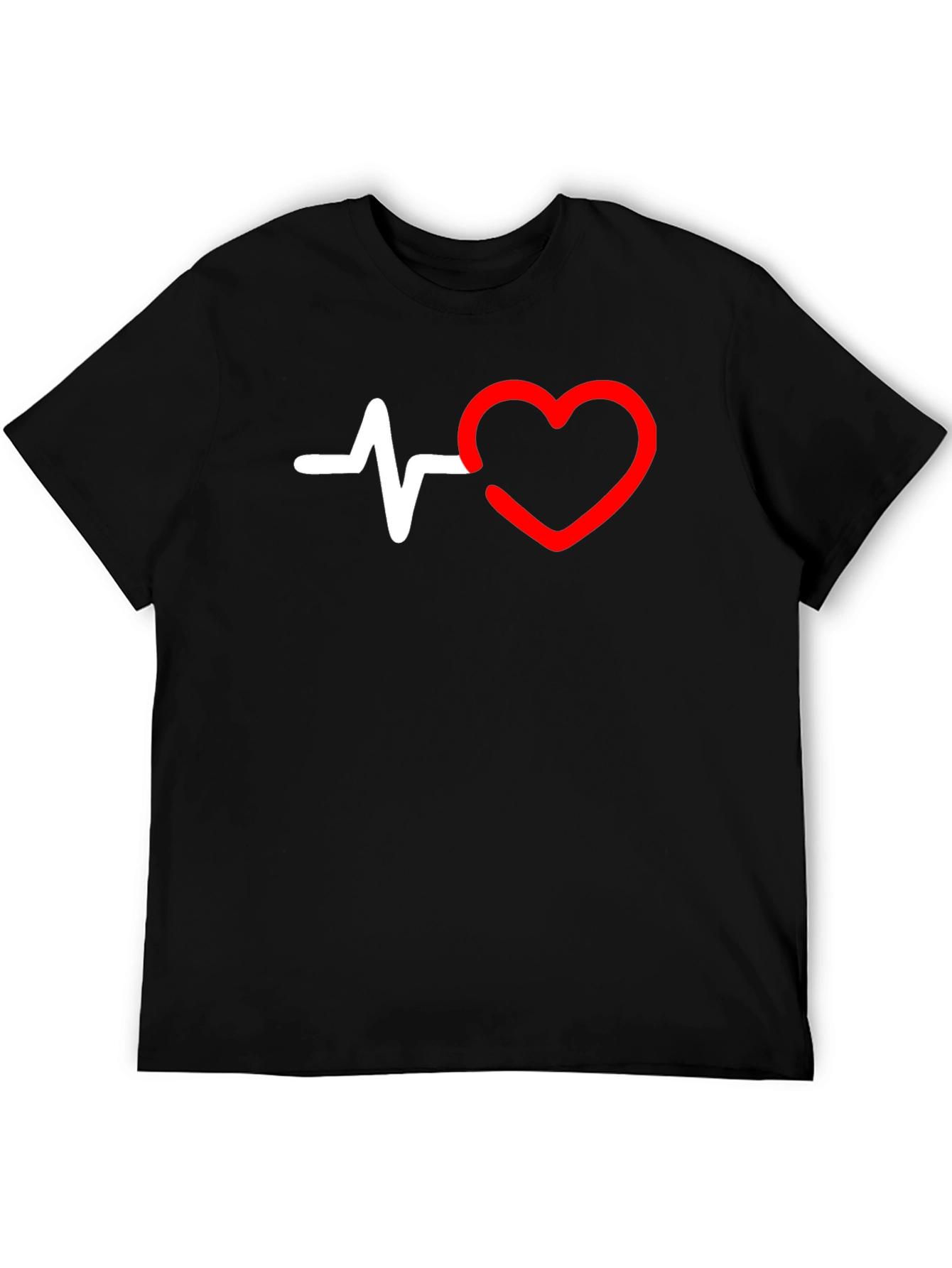 Heartbeat Heart Graphic T-Shirt - Black