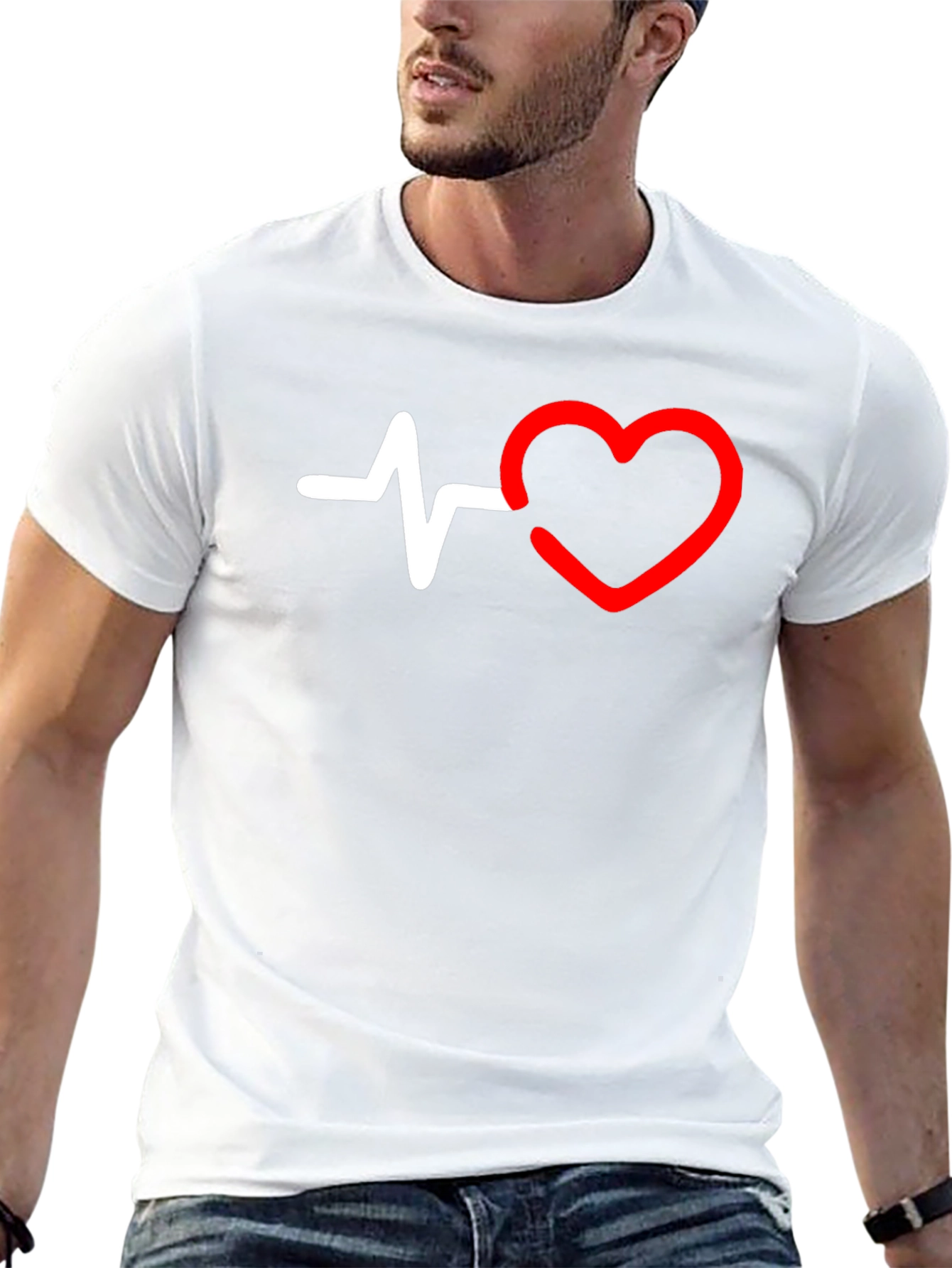 Heartbeat Heart Graphic T-Shirt - Black