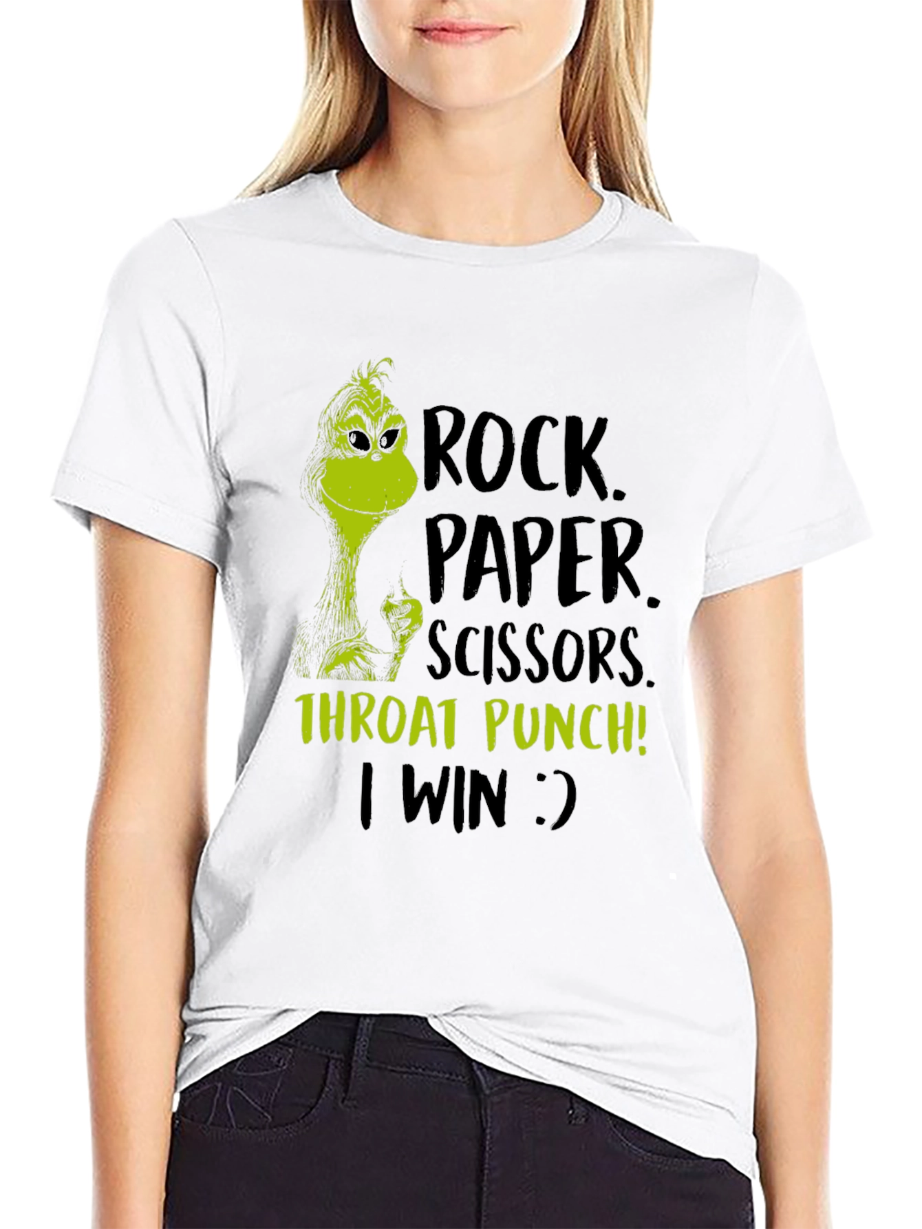 Grinch Rock Paper Scissors Throat Punch T-Shirt