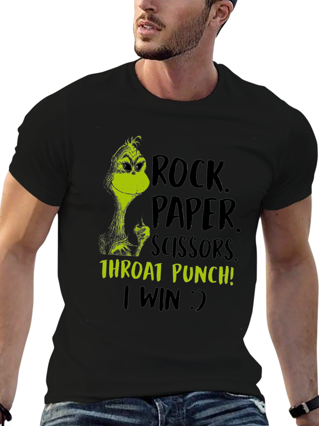 Grinch Rock Paper Scissors Throat Punch T-Shirt