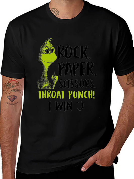 Grinch Rock Paper Scissors Throat Punch T-Shirt