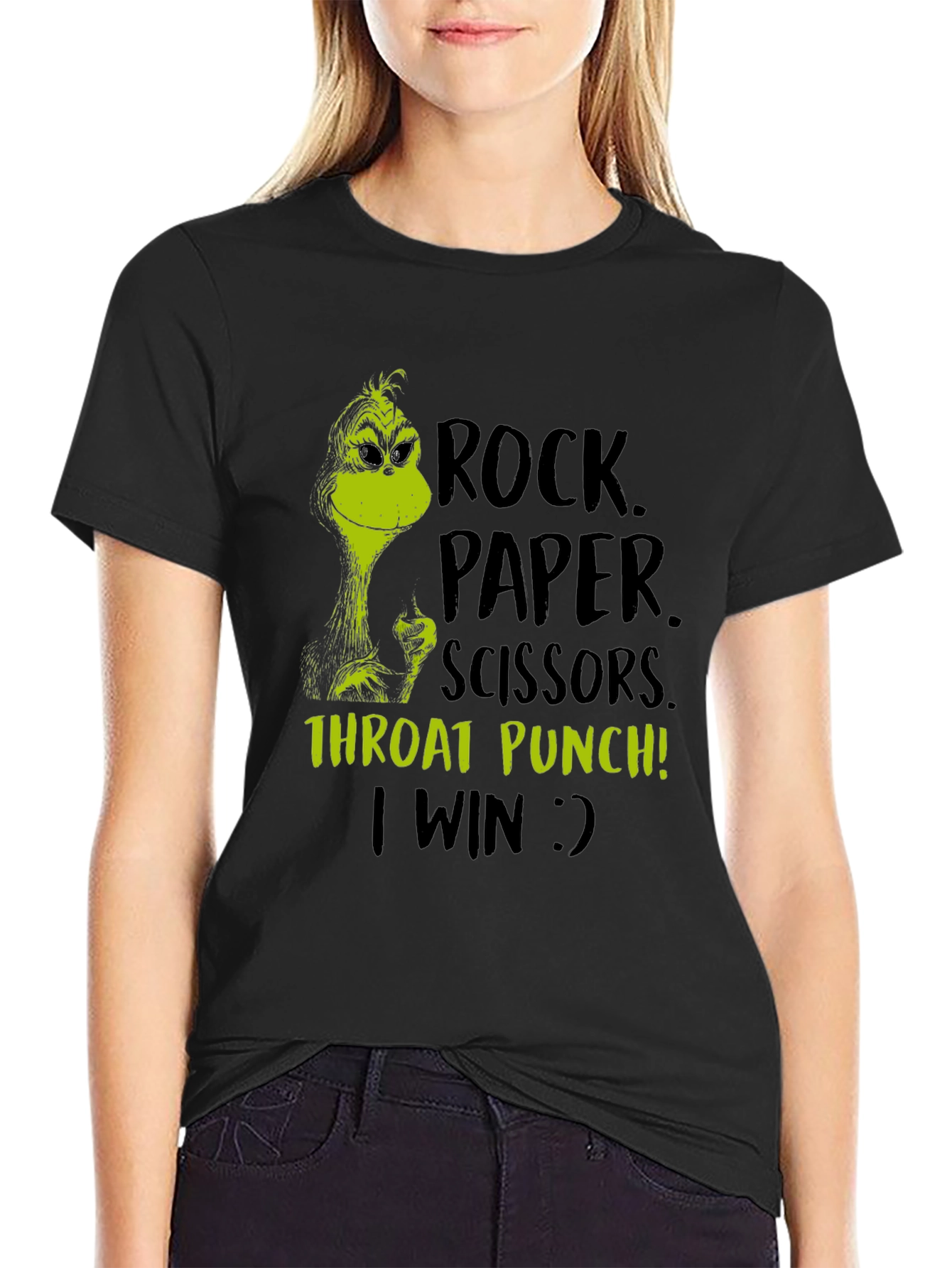 Grinch Rock Paper Scissors Throat Punch T-Shirt