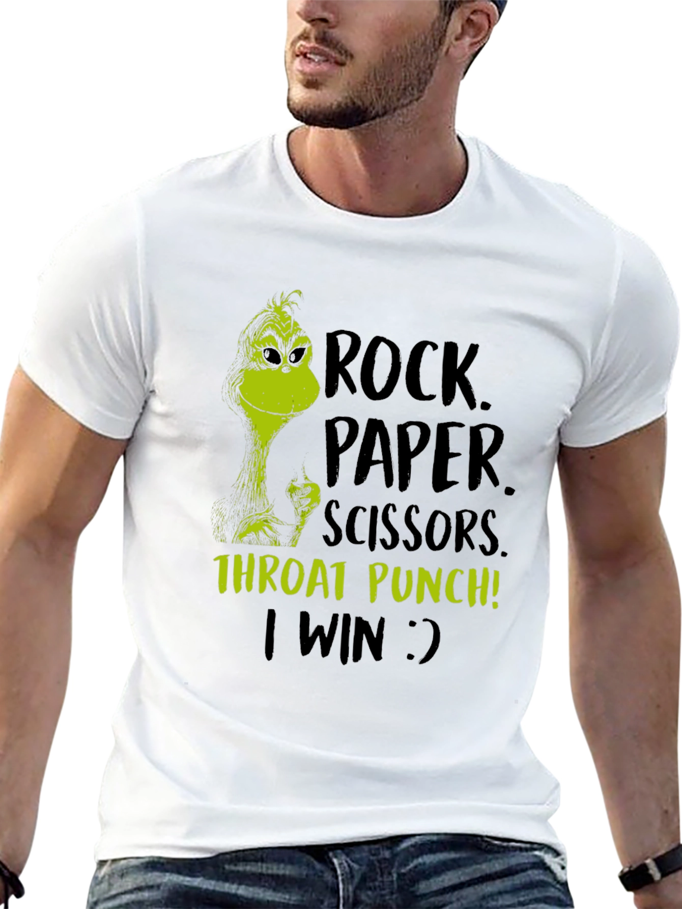 Grinch Rock Paper Scissors Throat Punch T-Shirt