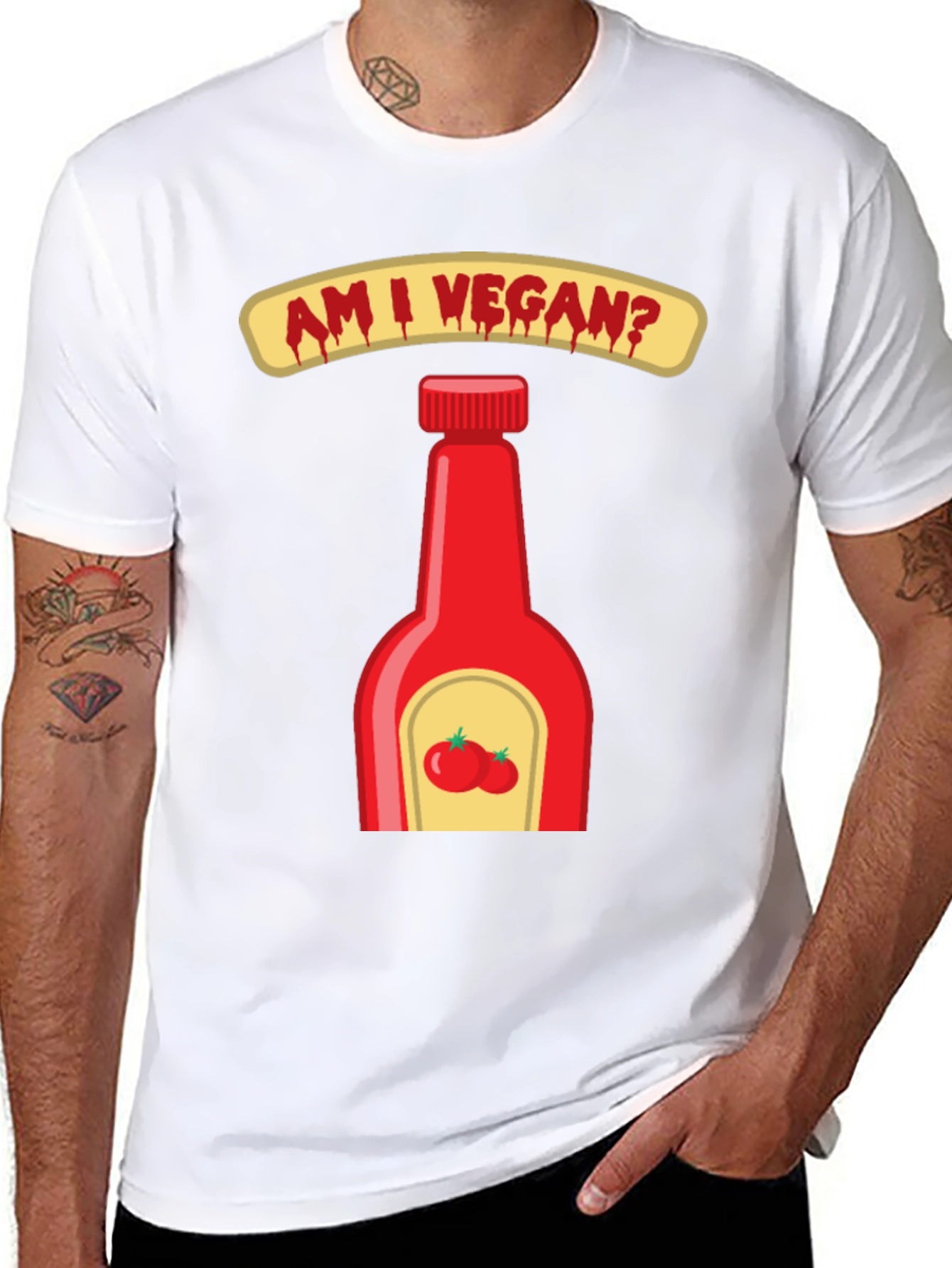 Am I Vegan Ketchup Graphic T-Shirt