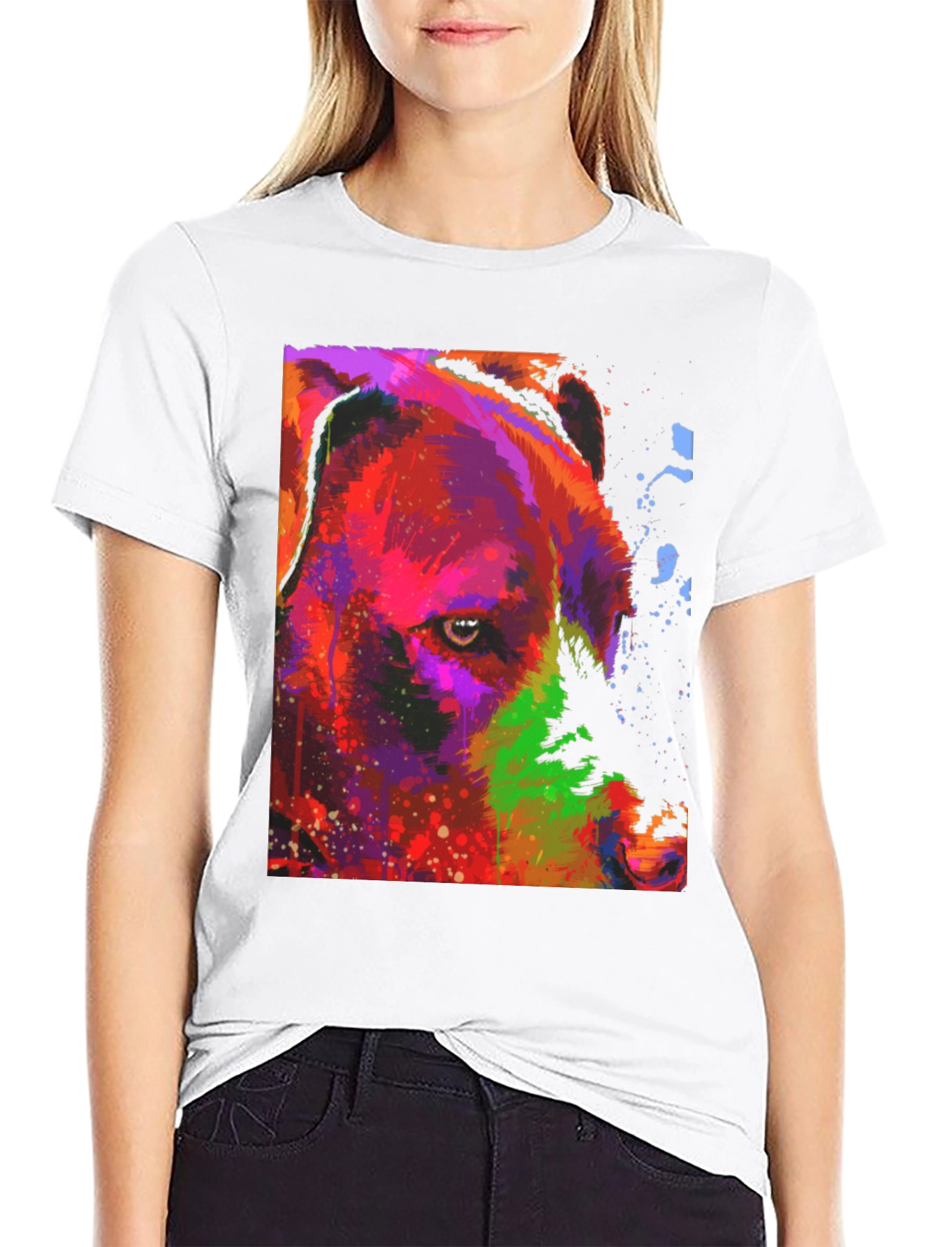 Abstract Bear Graphic Black T-Shirt