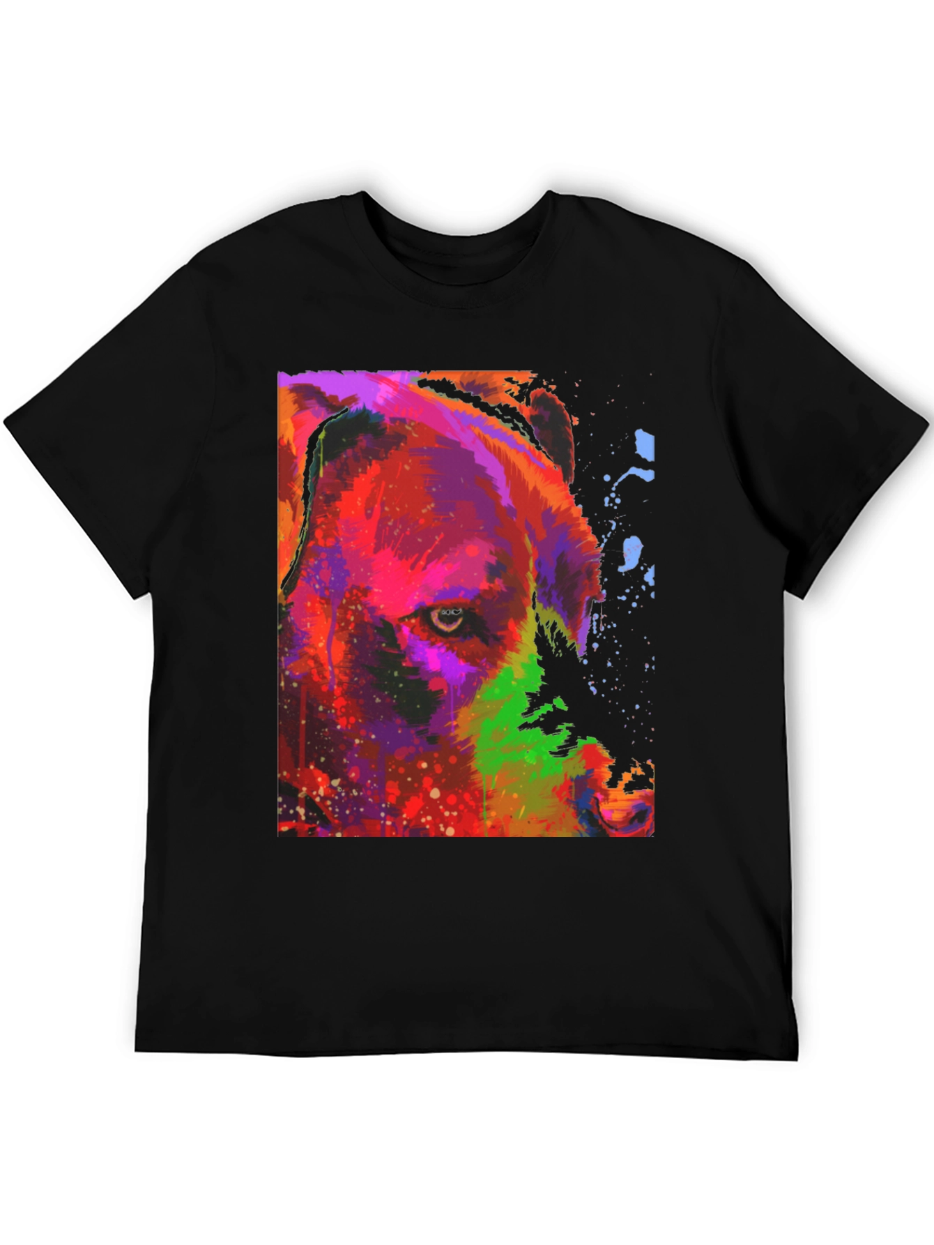 Abstract Bear Graphic Black T-Shirt