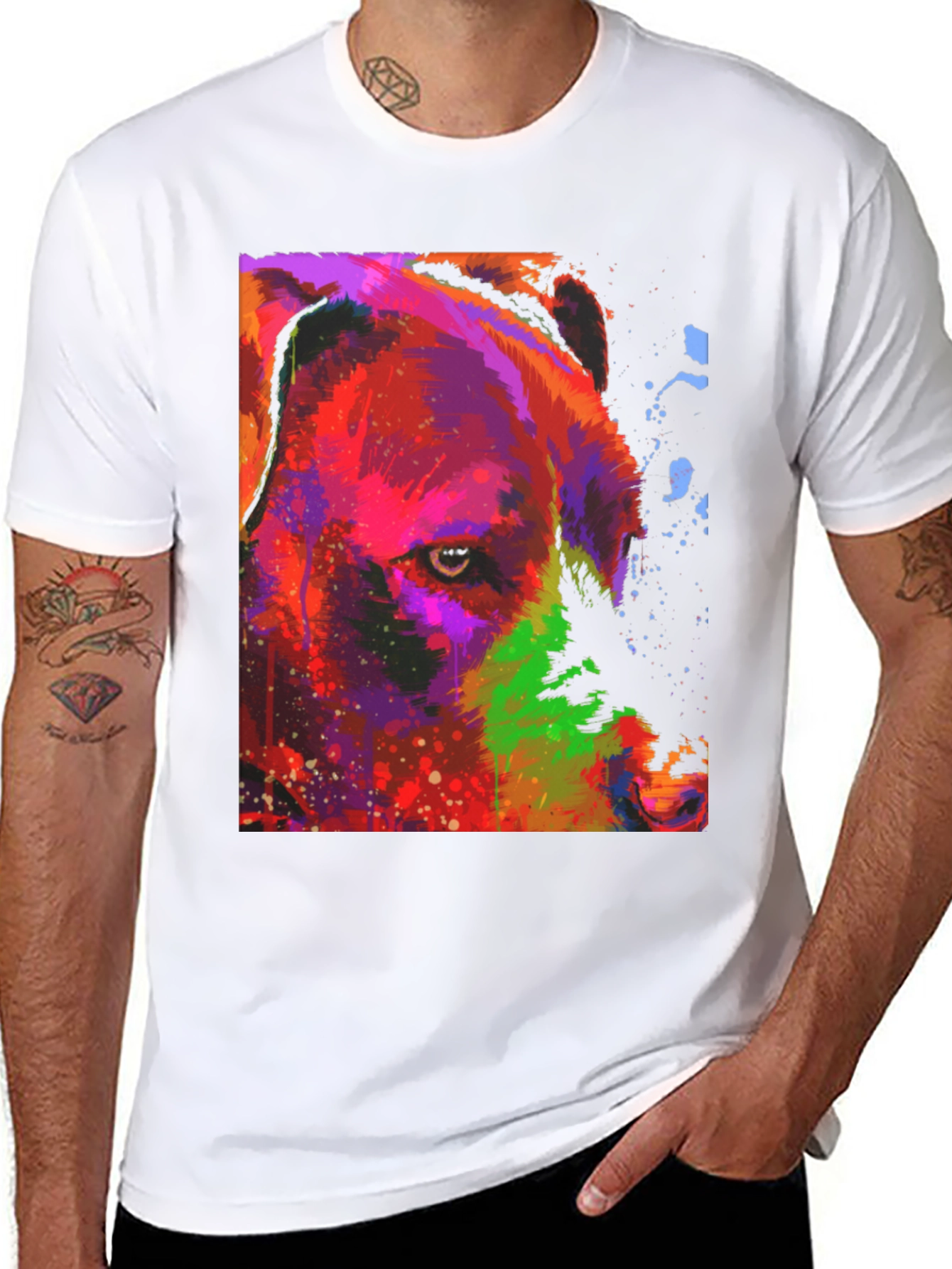 Abstract Bear Graphic Black T-Shirt