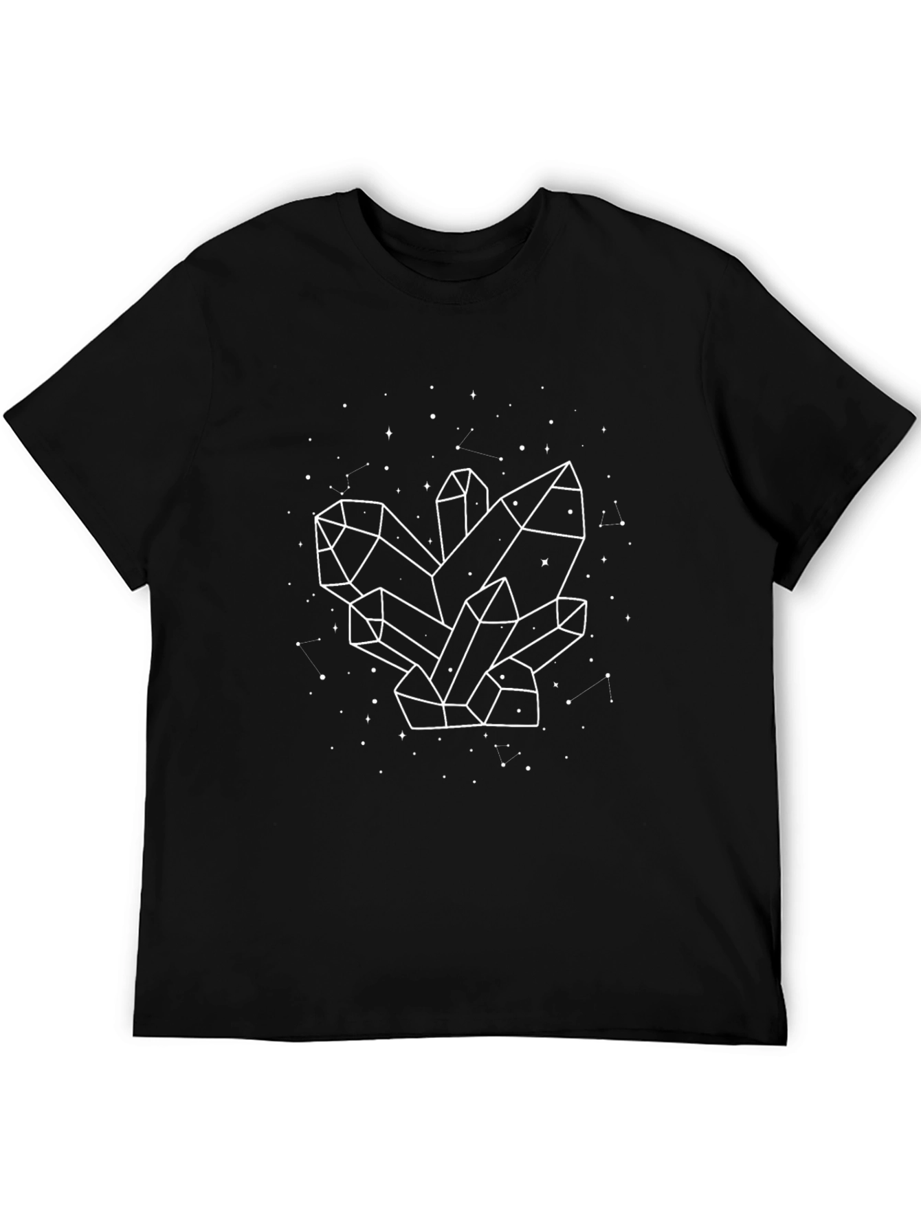 Geometric Crystal Print Black T-Shirt