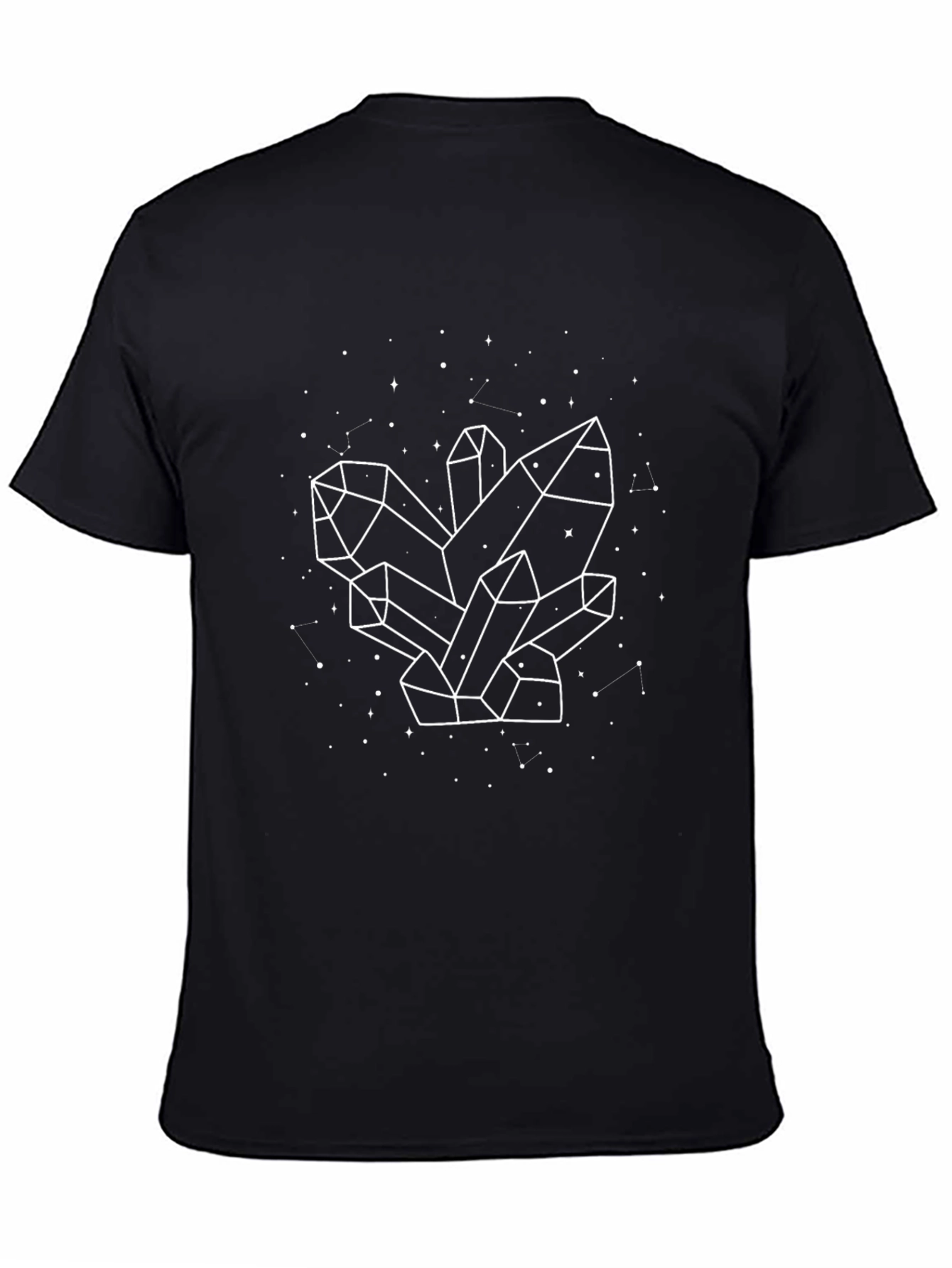 Geometric Crystal Print Black T-Shirt