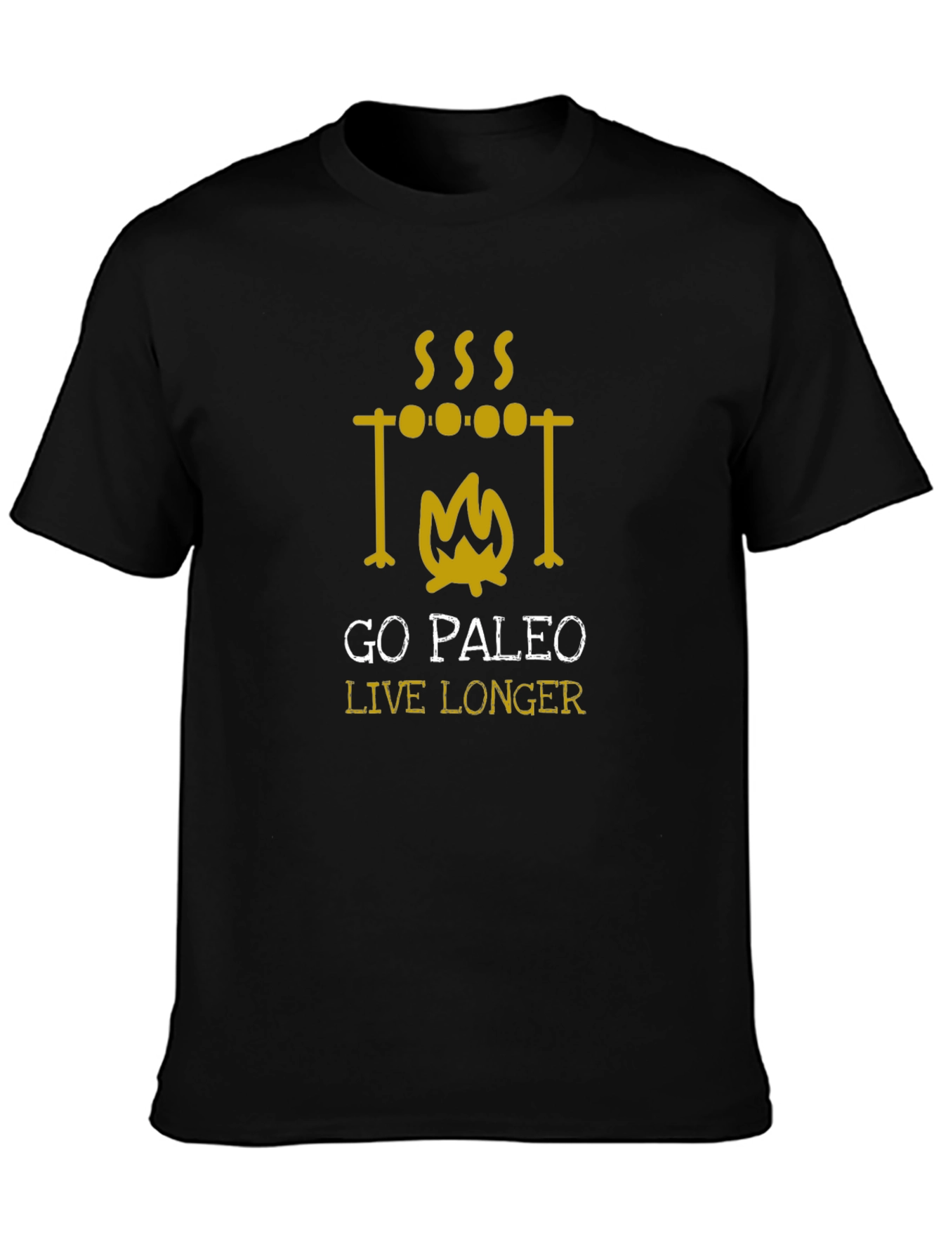 Go Paleo Live Longer Black T-Shirt