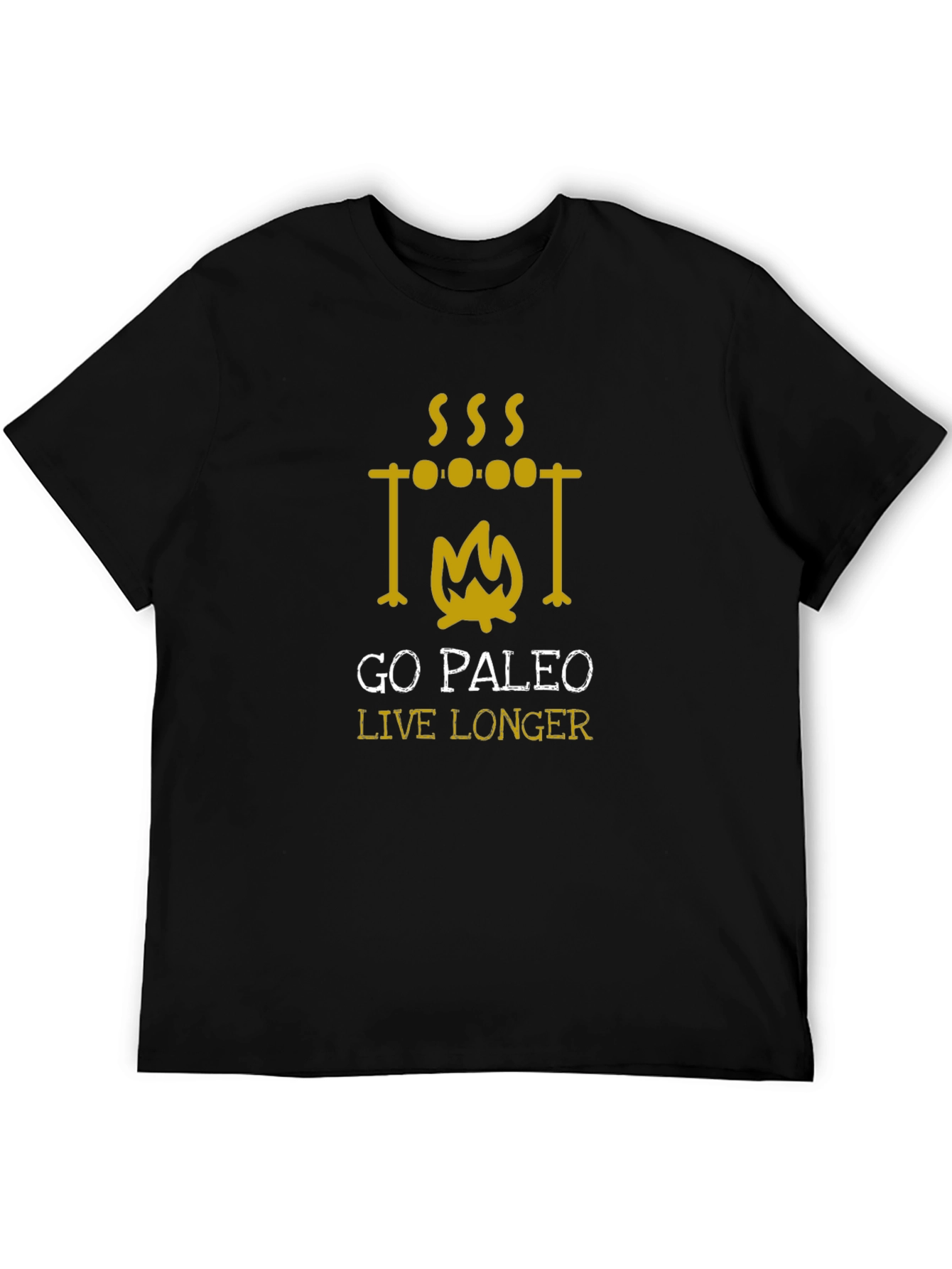 Go Paleo Live Longer Black T-Shirt