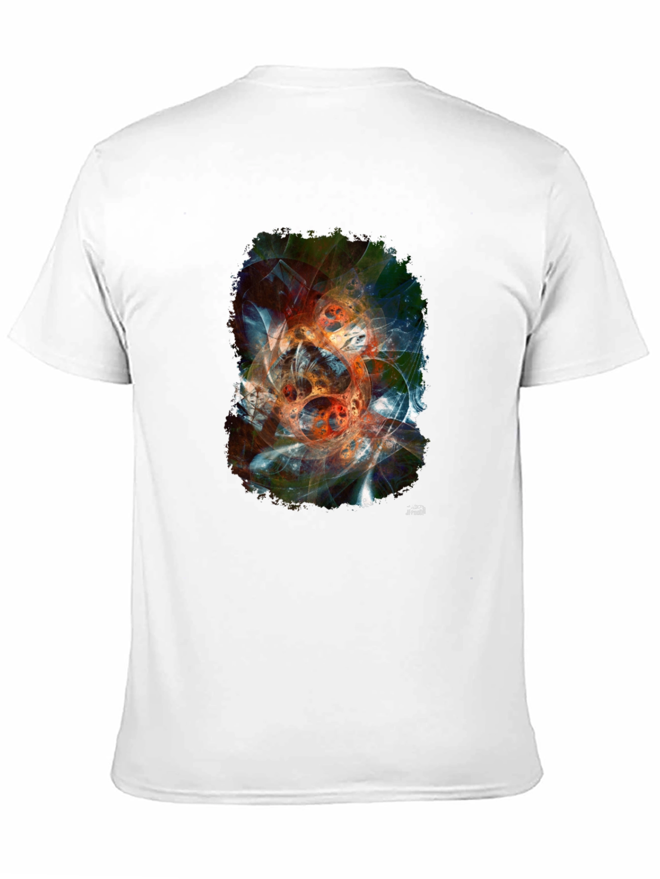 Abstract Fractal Graphic Print Black T-Shirt