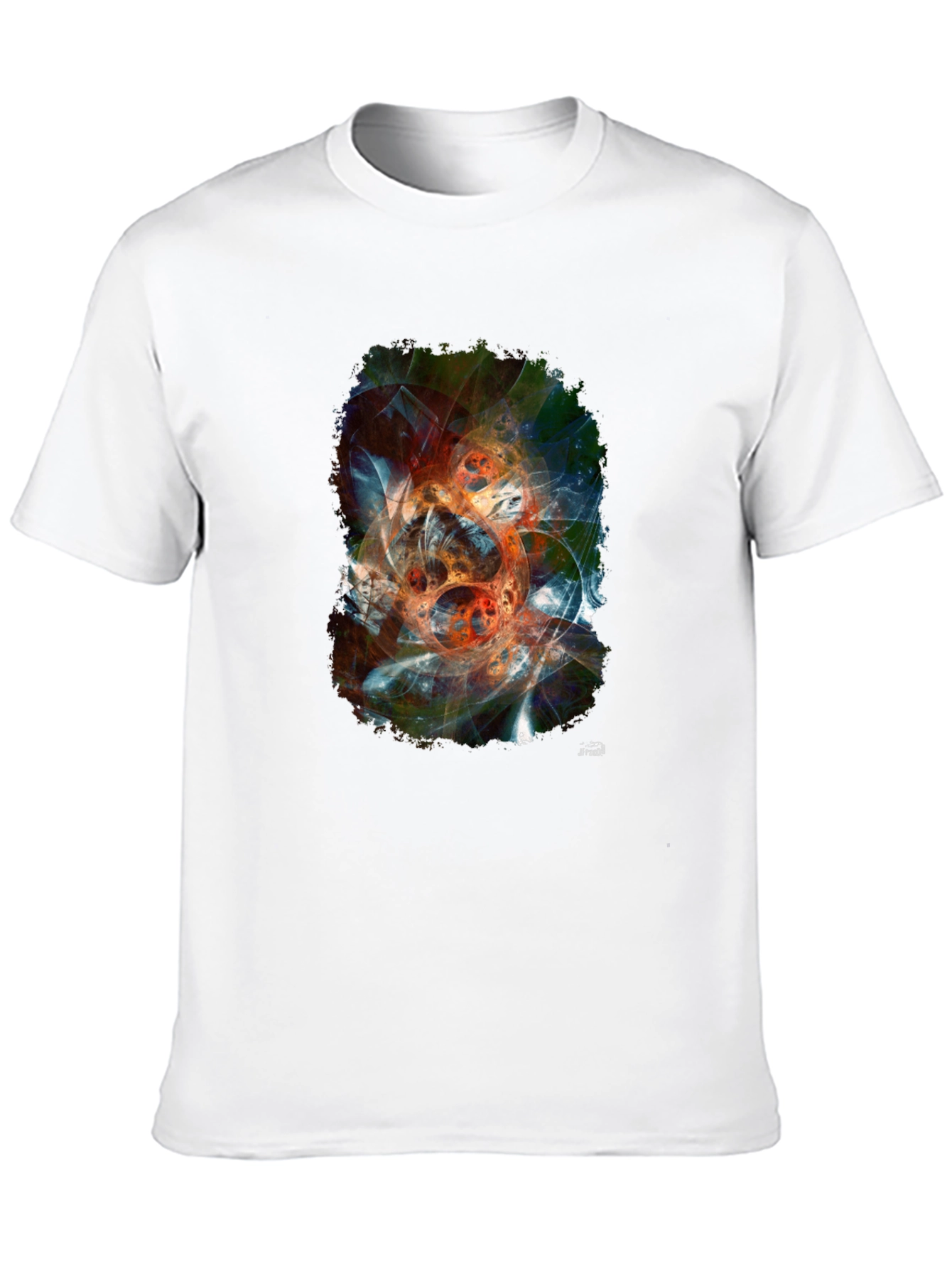 Abstract Fractal Graphic Print Black T-Shirt