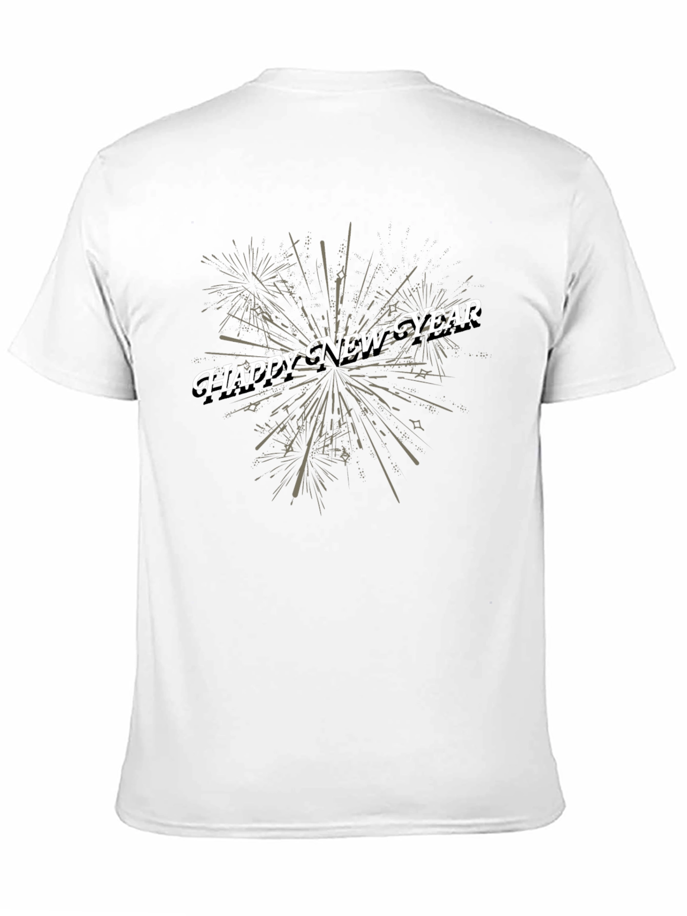Happy New Year Fireworks Graphic Tee - Black