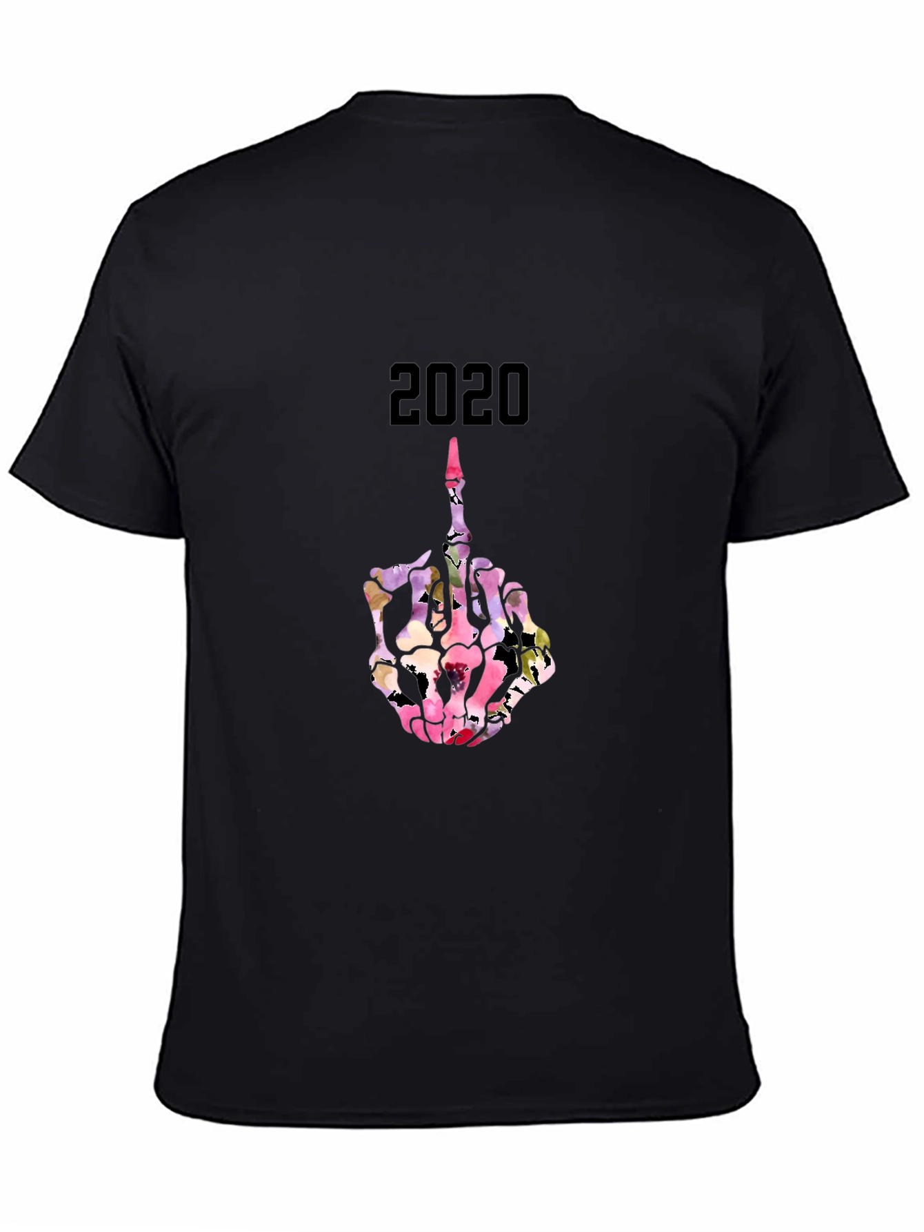 2020 Floral Skeleton Middle Finger T-Shirt