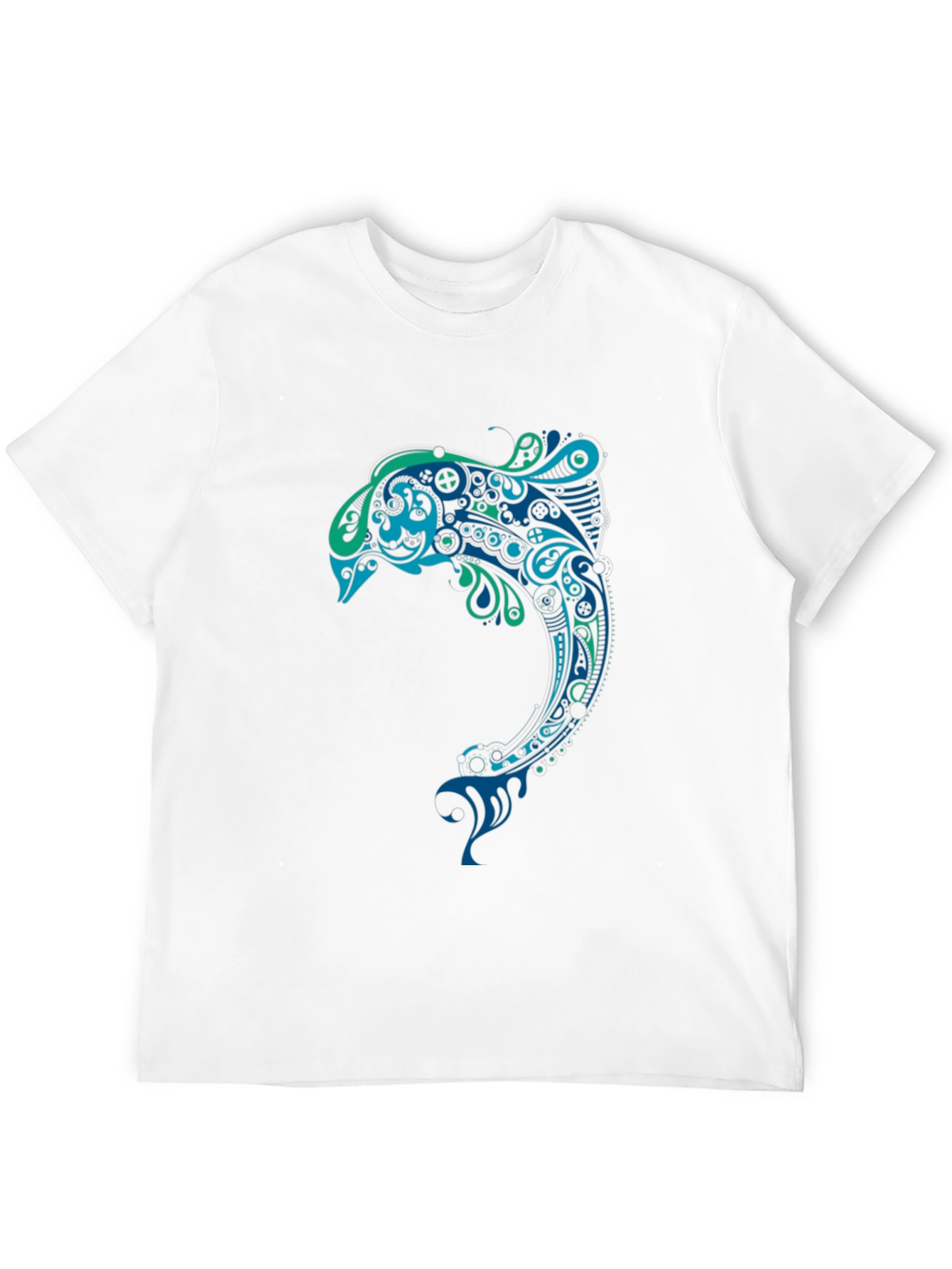 Artistic Dolphin Graphic Tee - Black