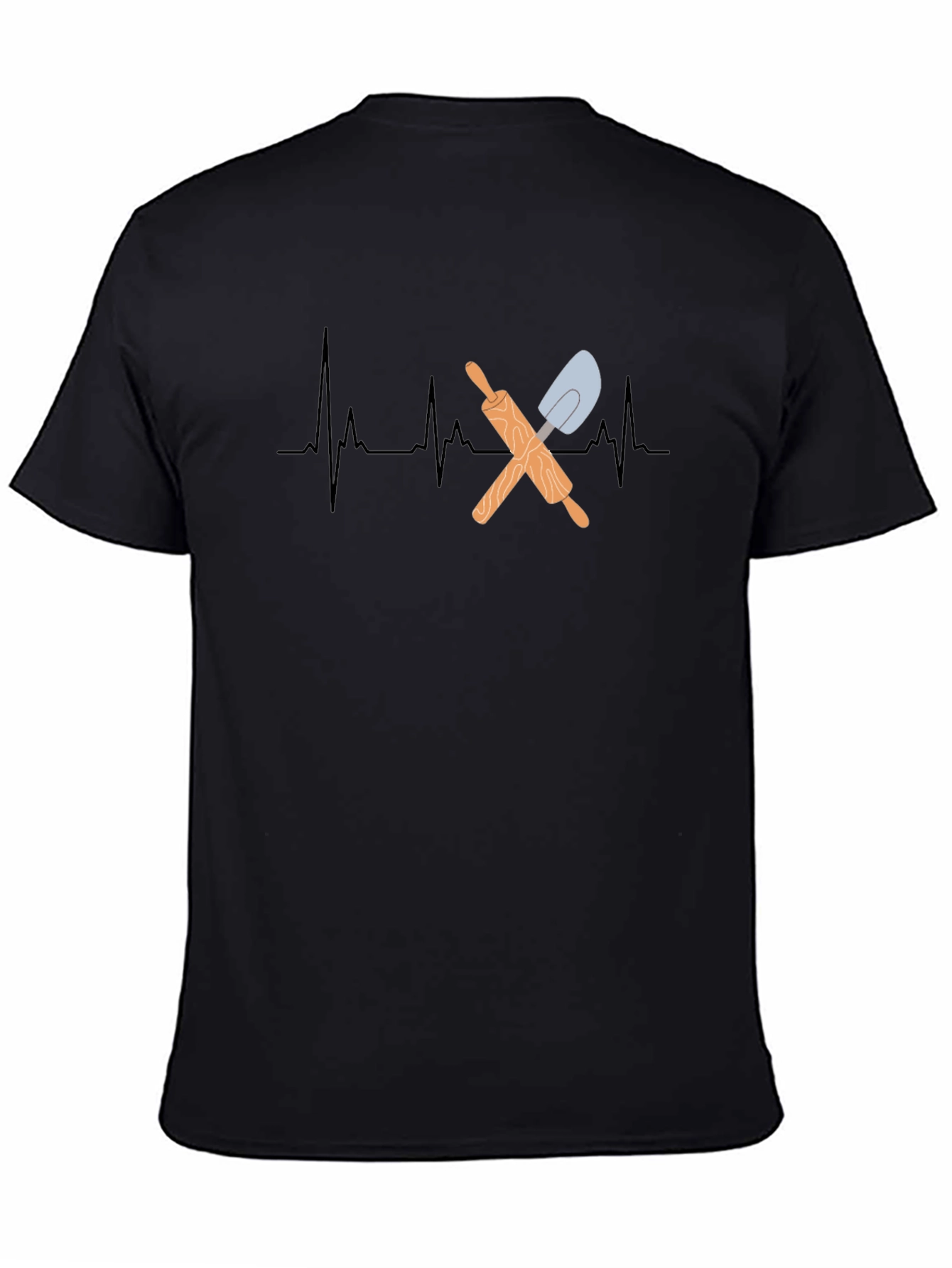Bakers Heartbeat T-Shirt - Rolling Pin & Spatula Design