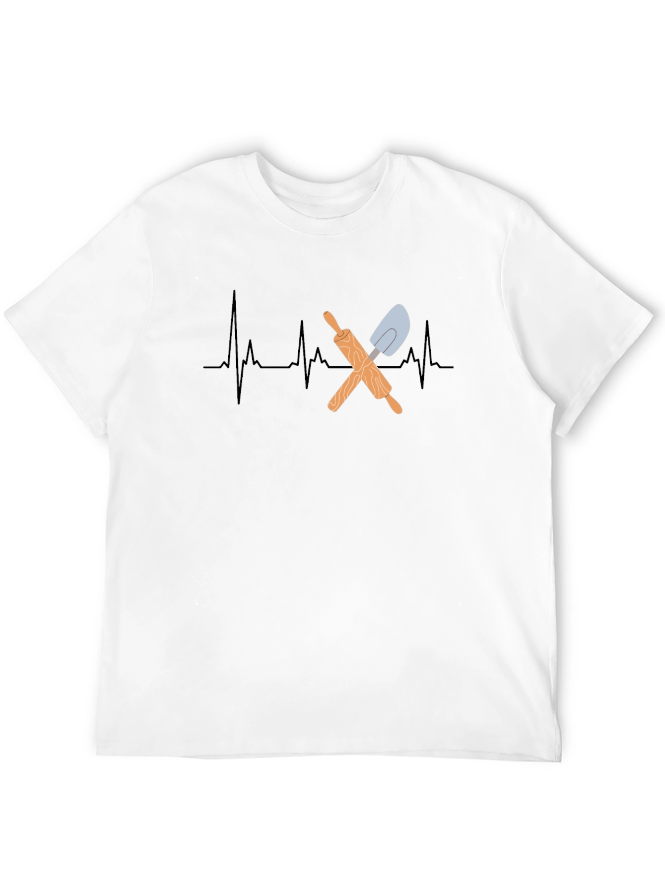 Bakers Heartbeat T-Shirt - Rolling Pin & Spatula Design