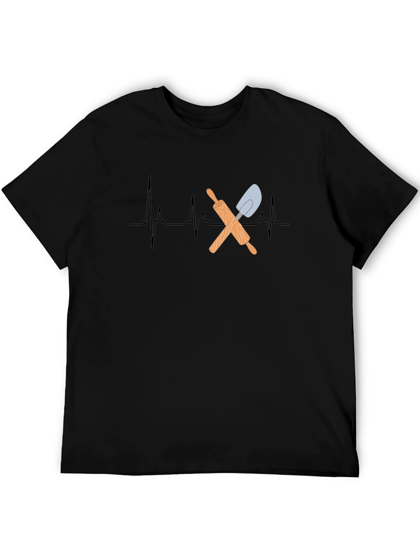 Bakers Heartbeat T-Shirt - Rolling Pin & Spatula Design