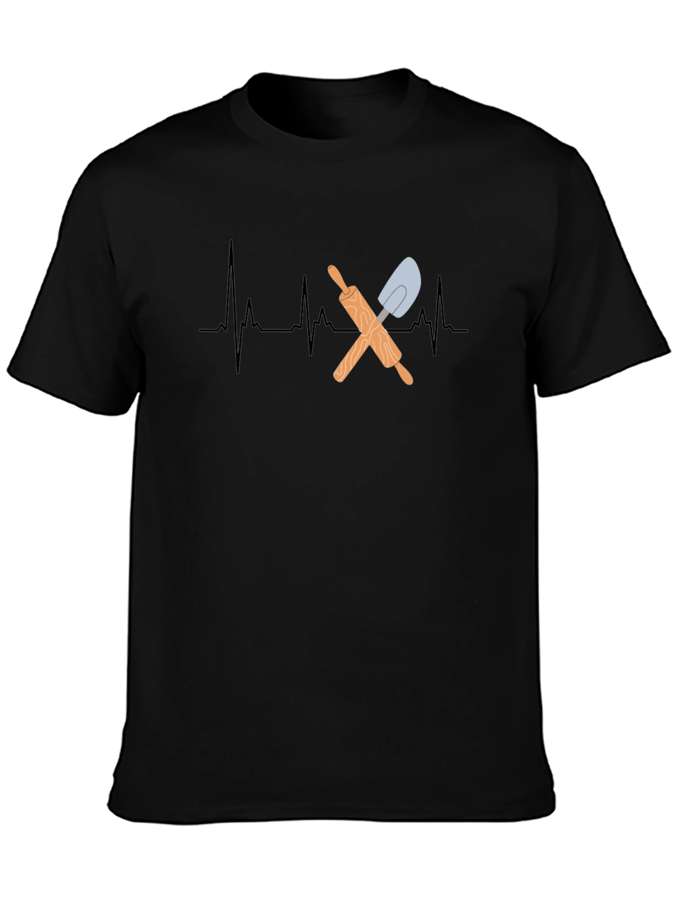 Bakers Heartbeat T-Shirt - Rolling Pin & Spatula Design
