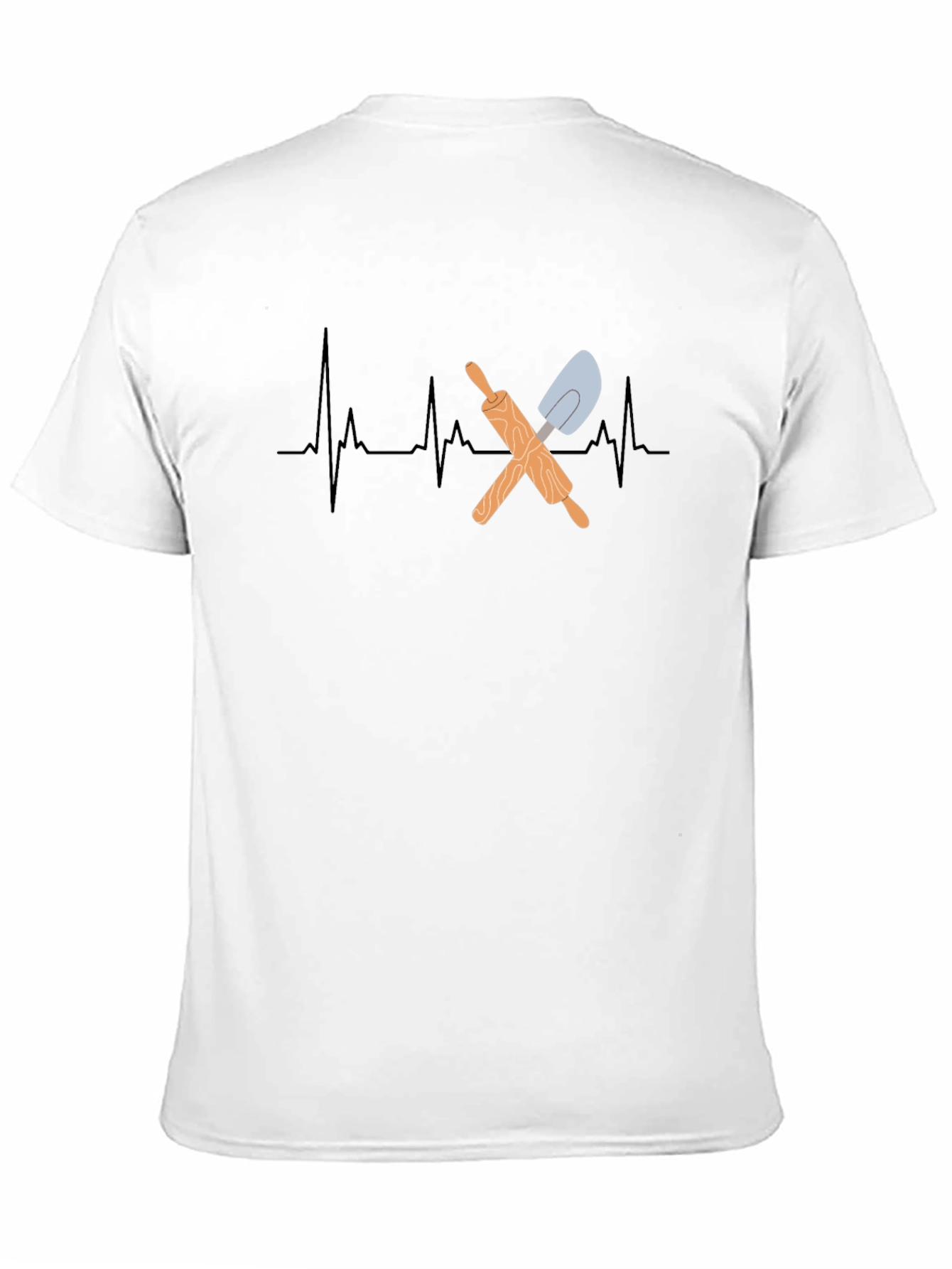 Bakers Heartbeat T-Shirt - Rolling Pin & Spatula Design