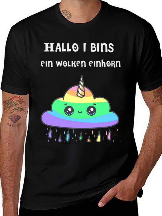 Hallo I Bins Wolken Einhorn T-Shirt