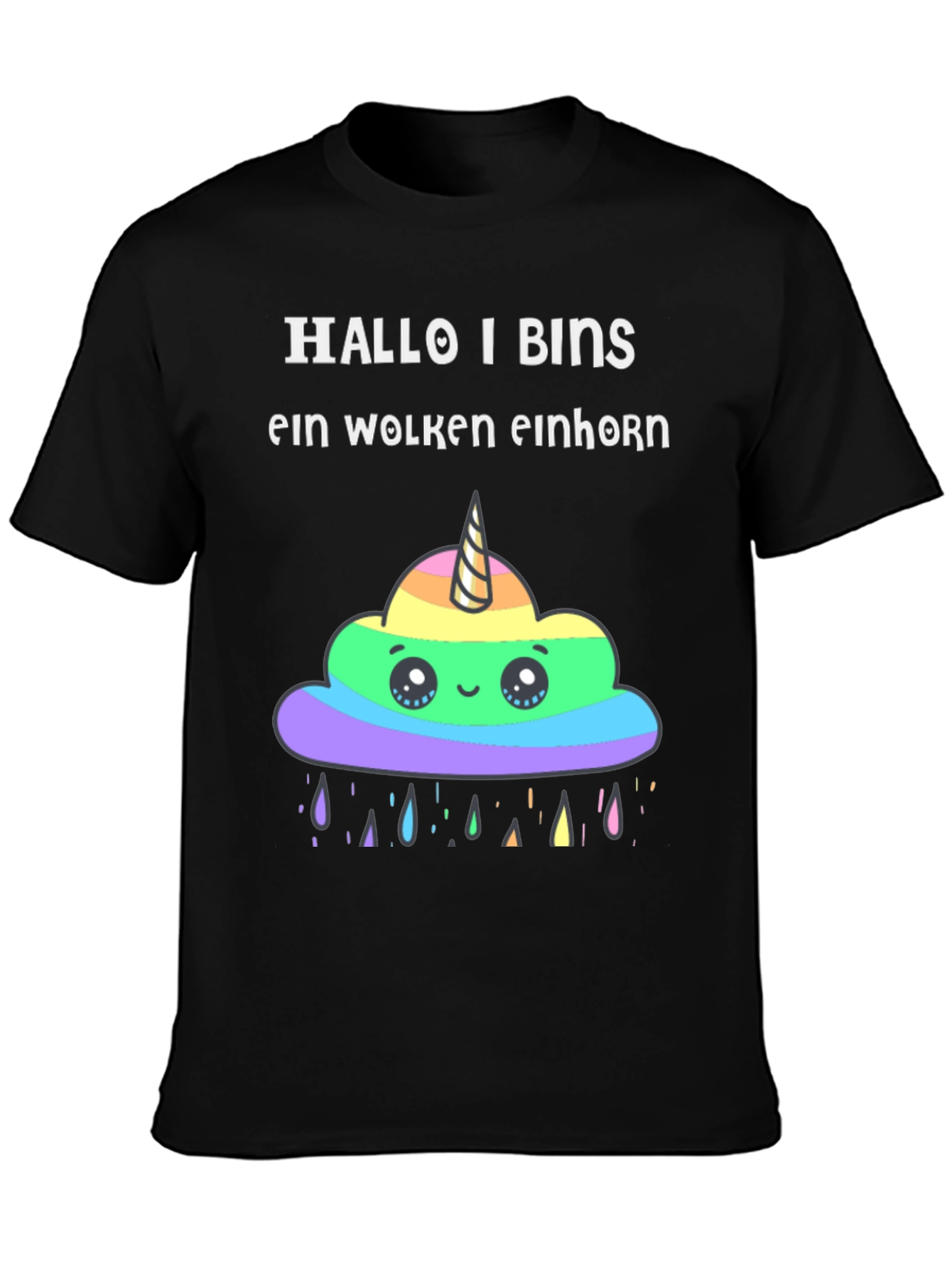 Hallo I Bins Wolken Einhorn T-Shirt