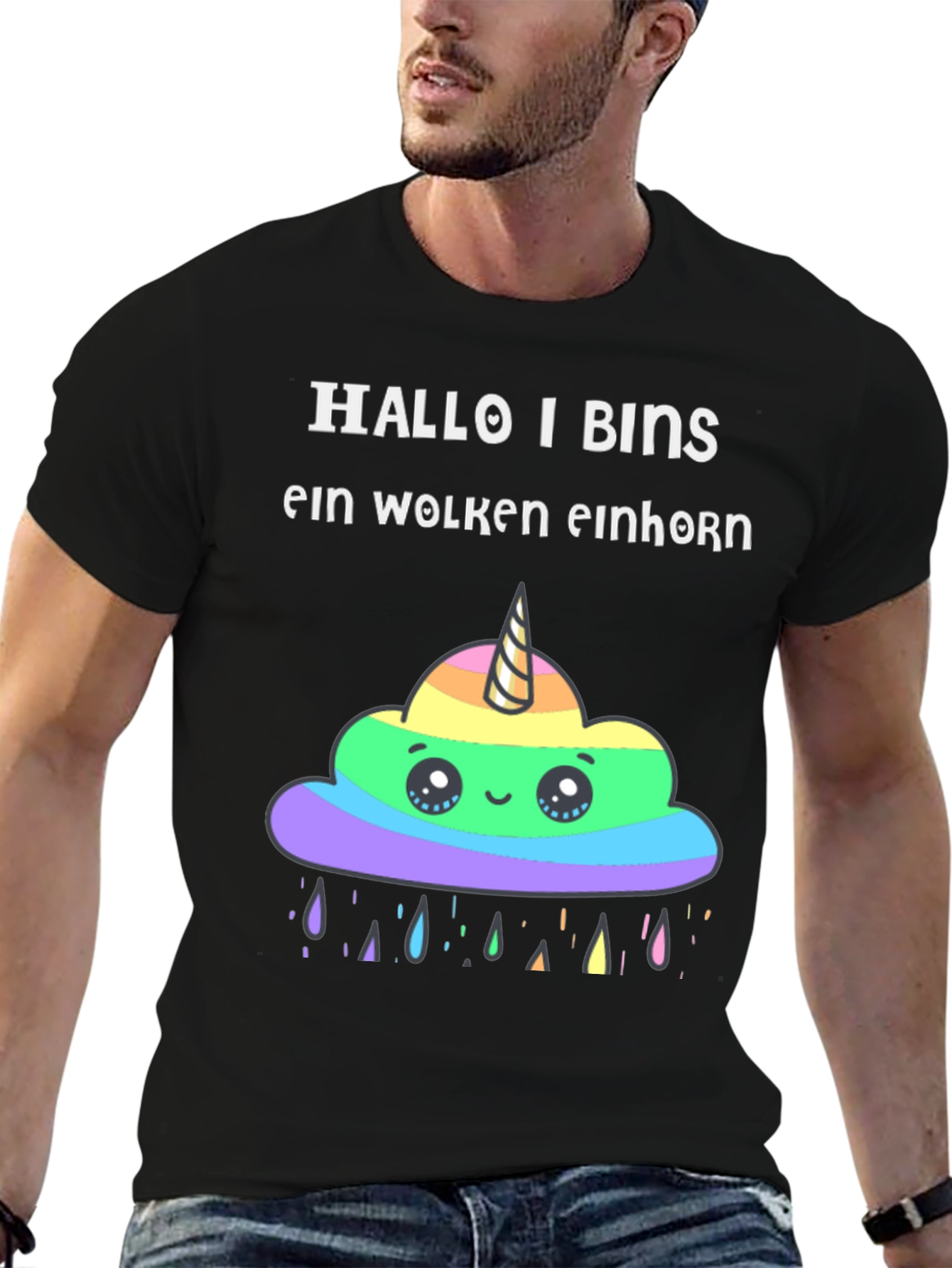 Hallo I Bins Wolken Einhorn T-Shirt