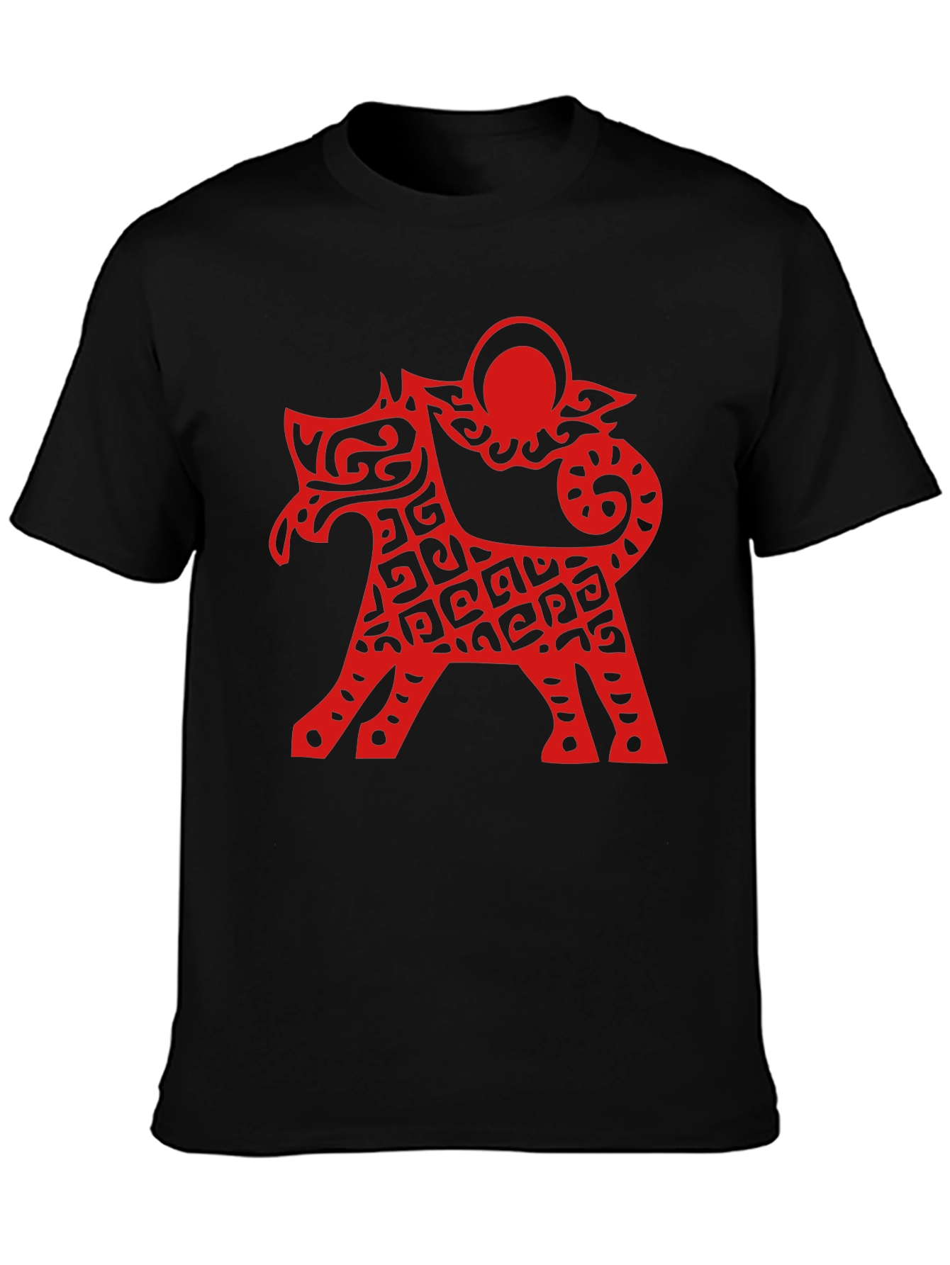 Abstract Dog Graphic Black Tee